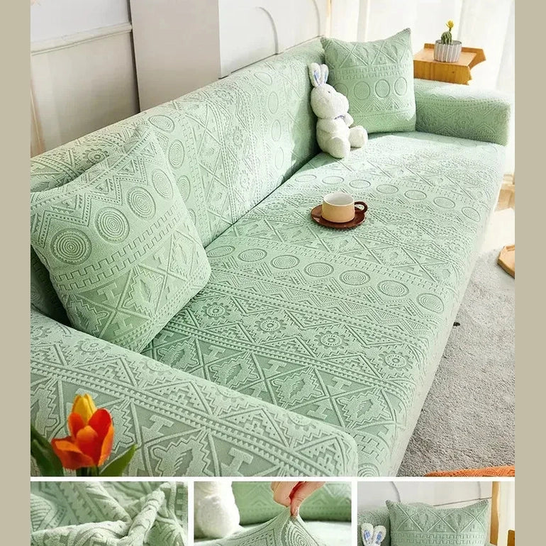 Thick Elastic Sofa Cover Slipcover Stretchy Polar Fleece Seater Corner Couch Cover - TaroTextile