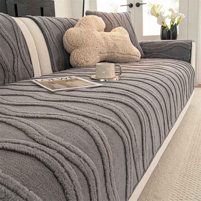 Thicken Plush Couch Cover Winter Warm Sofa Pad Non-Slip Sofa Slipcovers - TaroTextile
