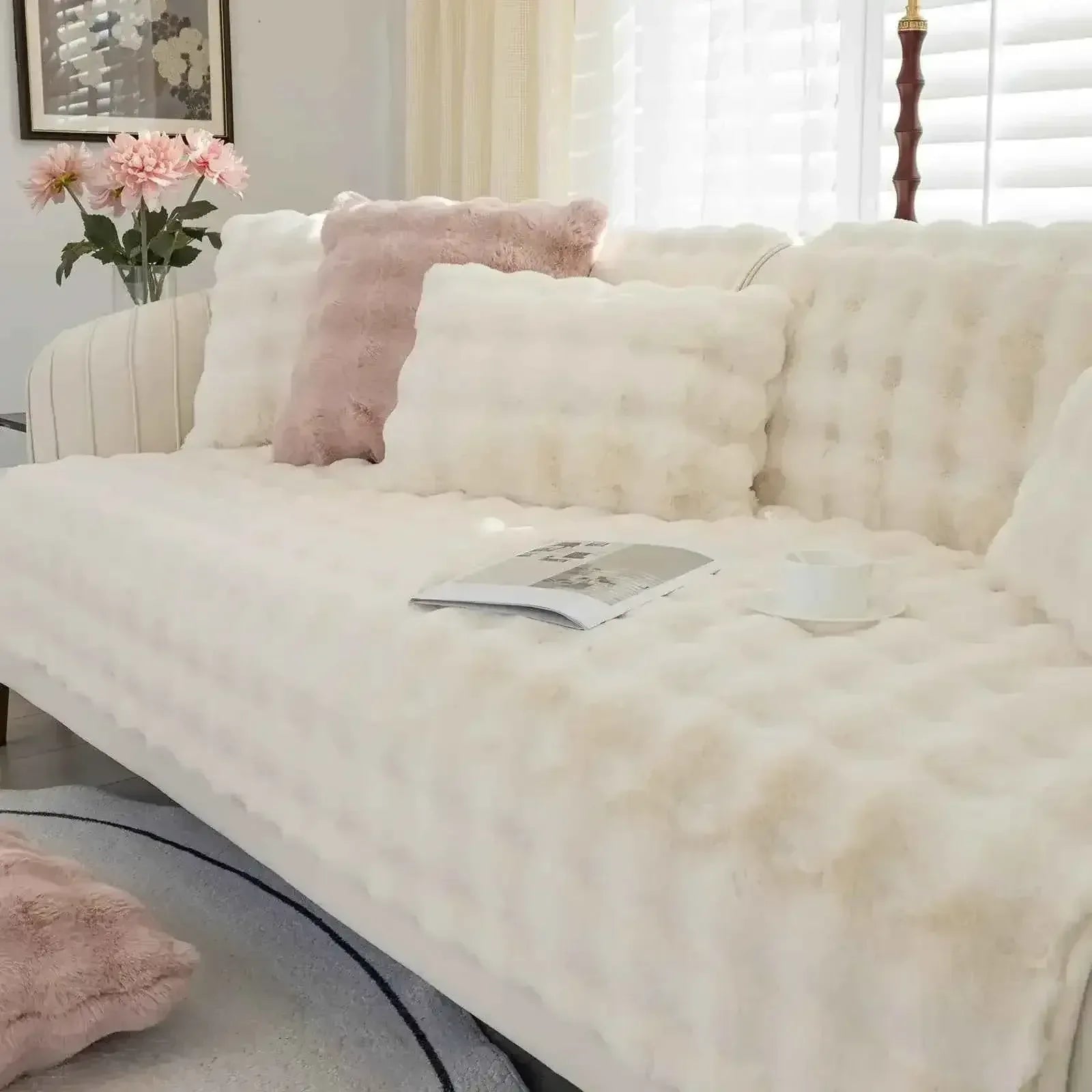 Thickened Plush Sofa Cover Soft Warm Futon Couch Cover Velvet Slipcover - TaroTextile