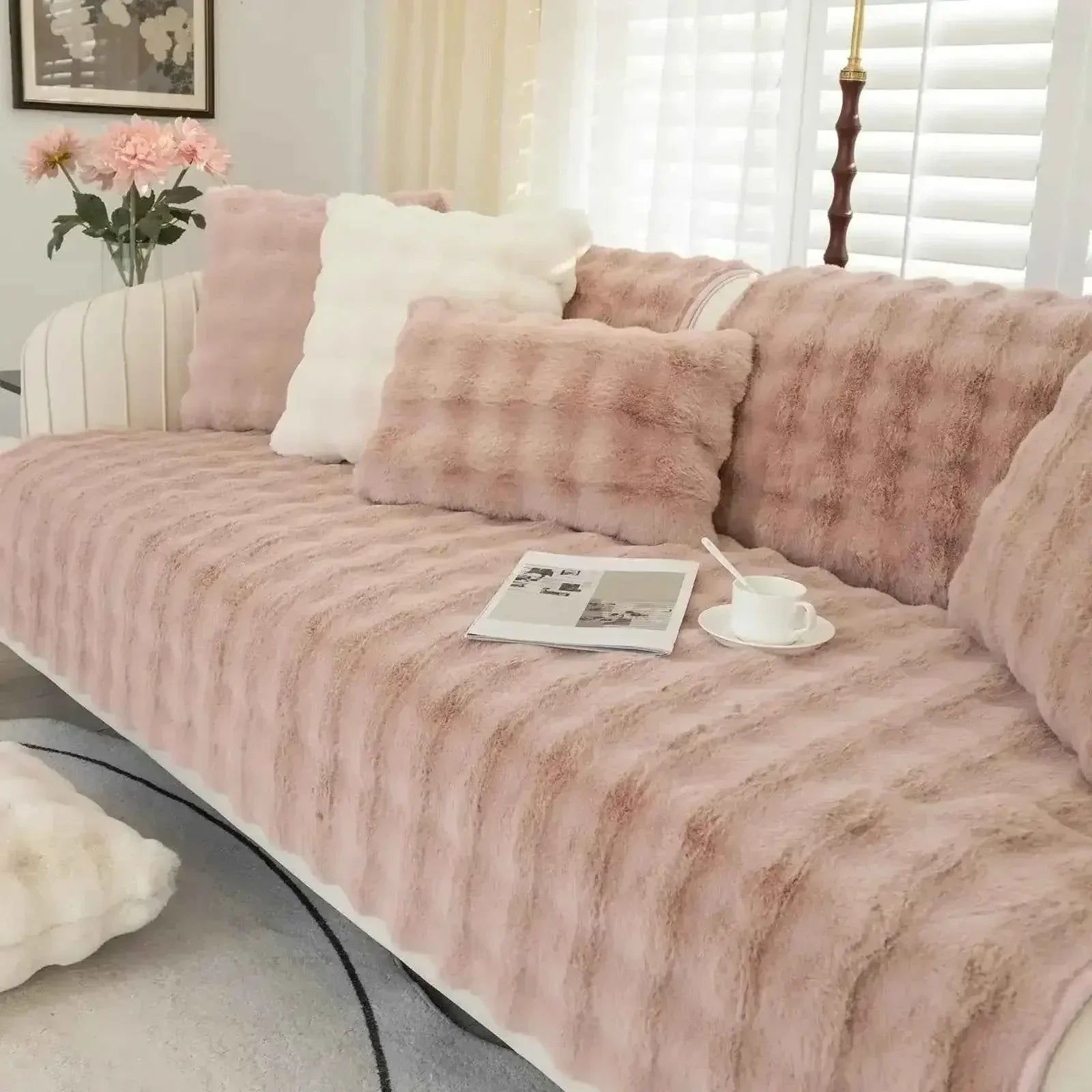 Thickened Plush Sofa Cover Soft Warm Futon Couch Cover Velvet Slipcover - TaroTextile