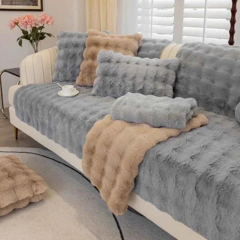 Thickened Plush Sofa Cover Soft Warm Futon Couch Cover Velvet Slipcover - TaroTextile