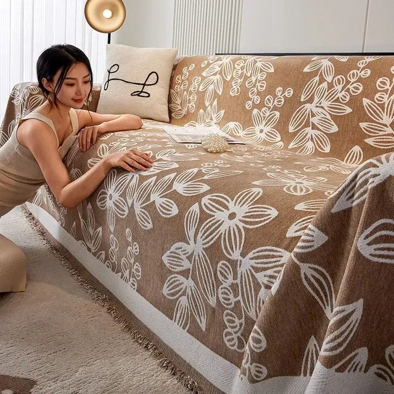 Universal Sofa Cover Chenille Durable Sofa Blanket Anti-scratch Furniture Protector - TaroTextile
