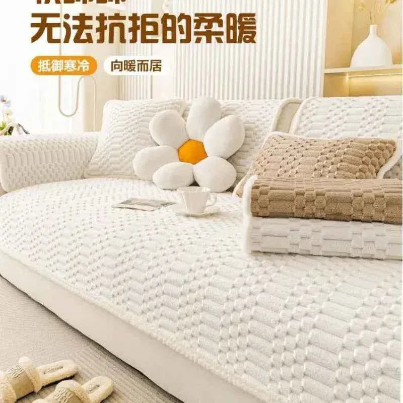 Velvet Couch Cover Cozy Plush Sectional Sofa Cover Sofa Slipcovers - TaroTextile