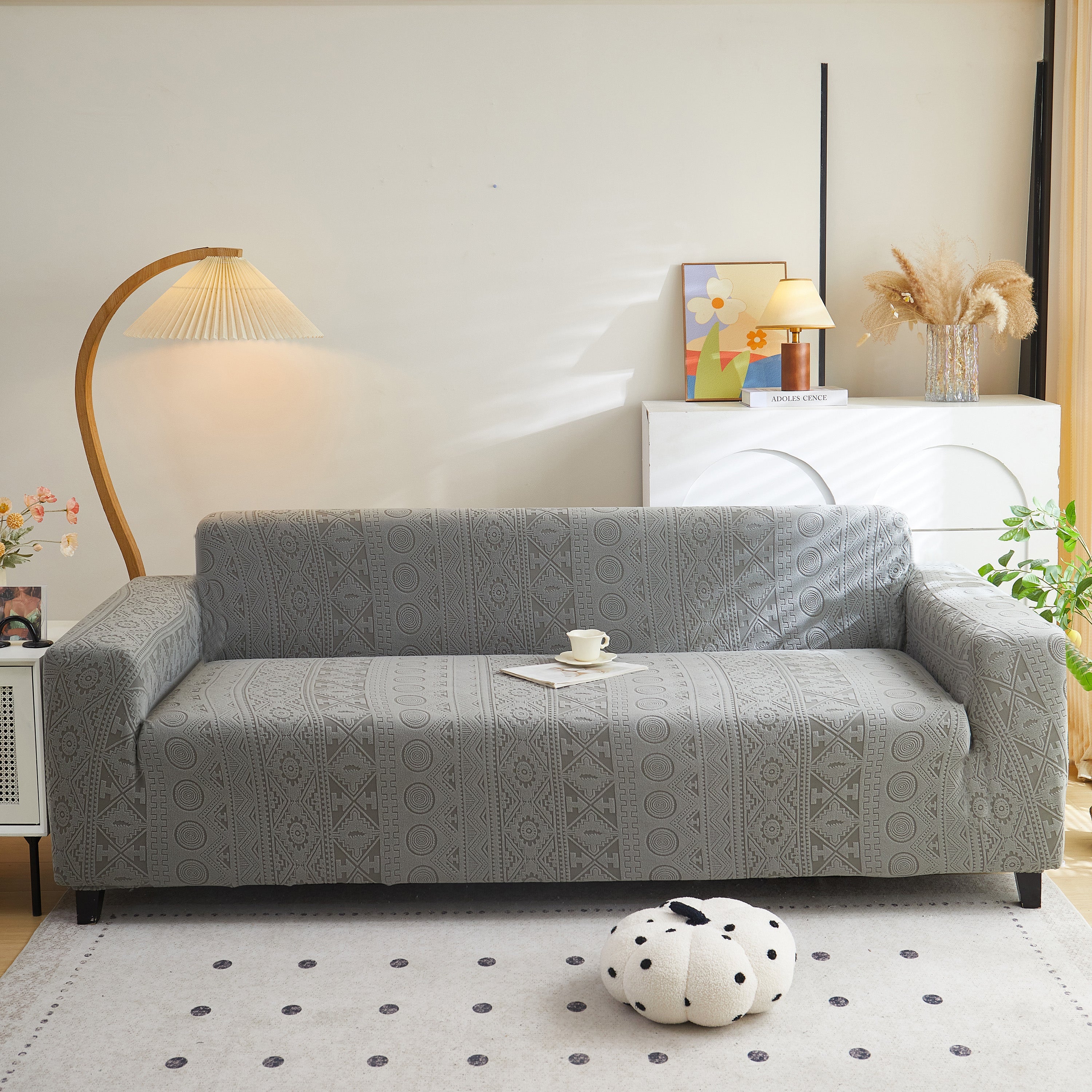 Embossed Geometric Elastic Sofa Cover Boho Stylish Decorative Furniture Covers