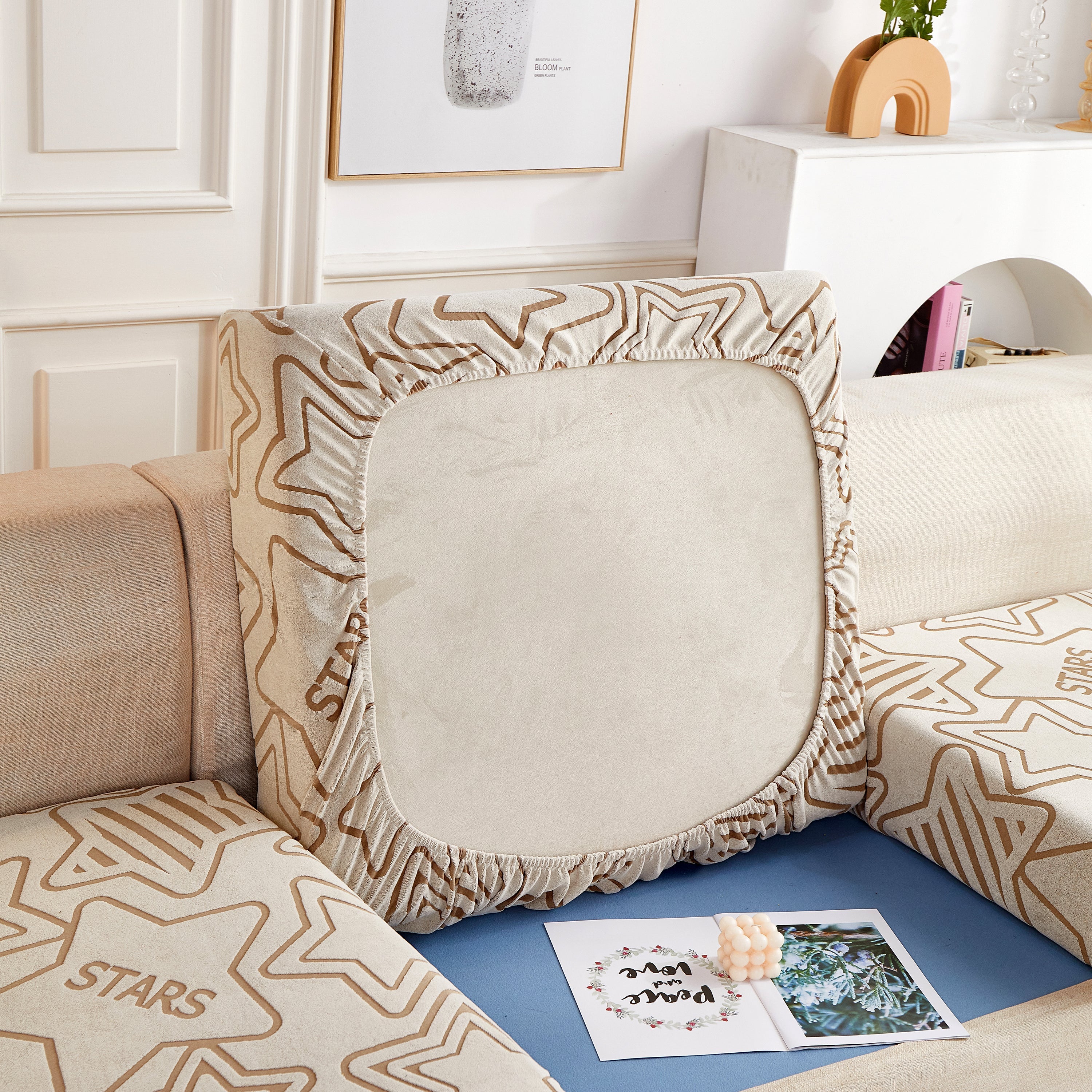 Starry Sky Jacquard Fleece Stretchable Non-Slip Cushion Covers Furniture Covers for L-Shaped Couch