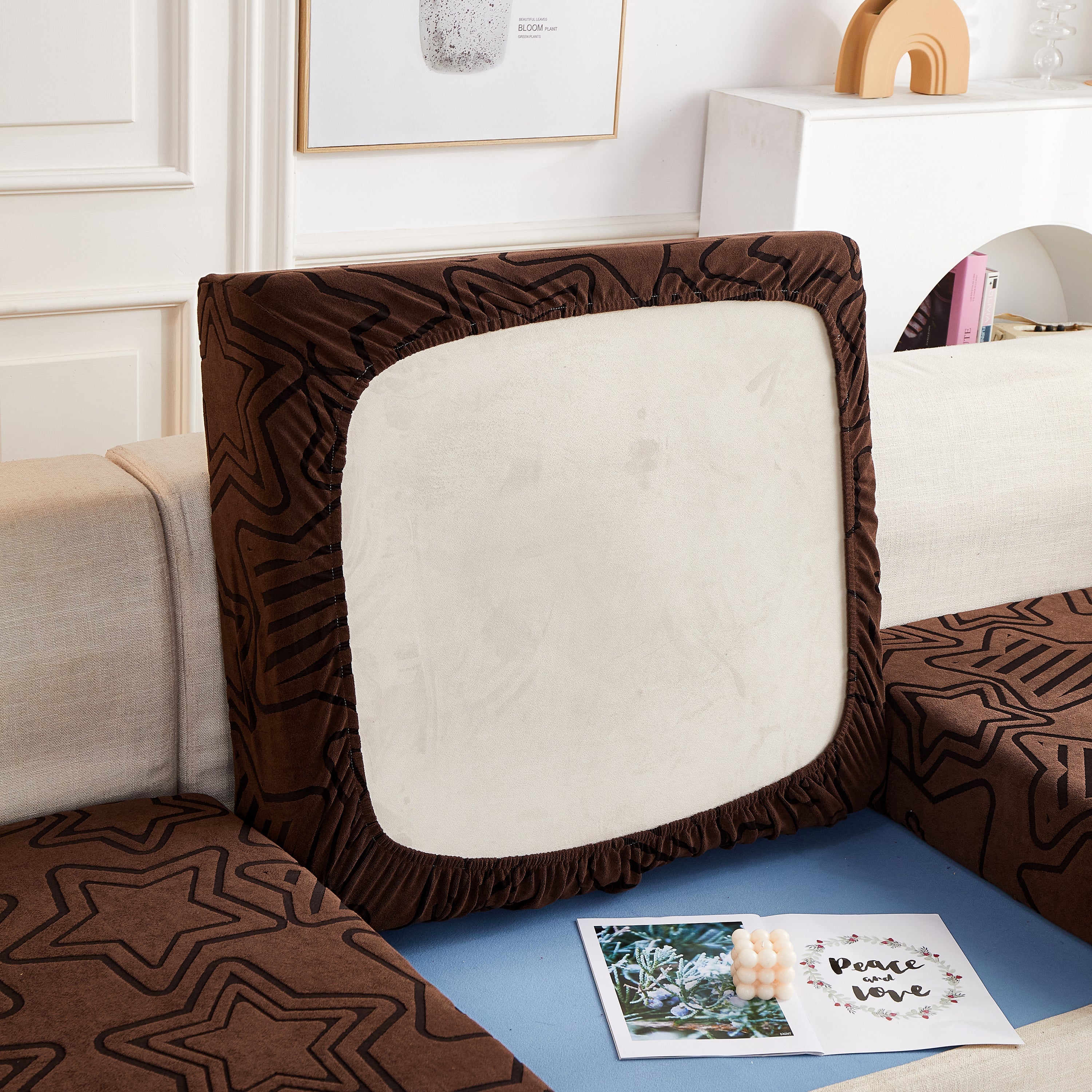 Starry Sky Jacquard Fleece Stretchable Non-Slip Cushion Covers Furniture Covers for L-Shaped Couch