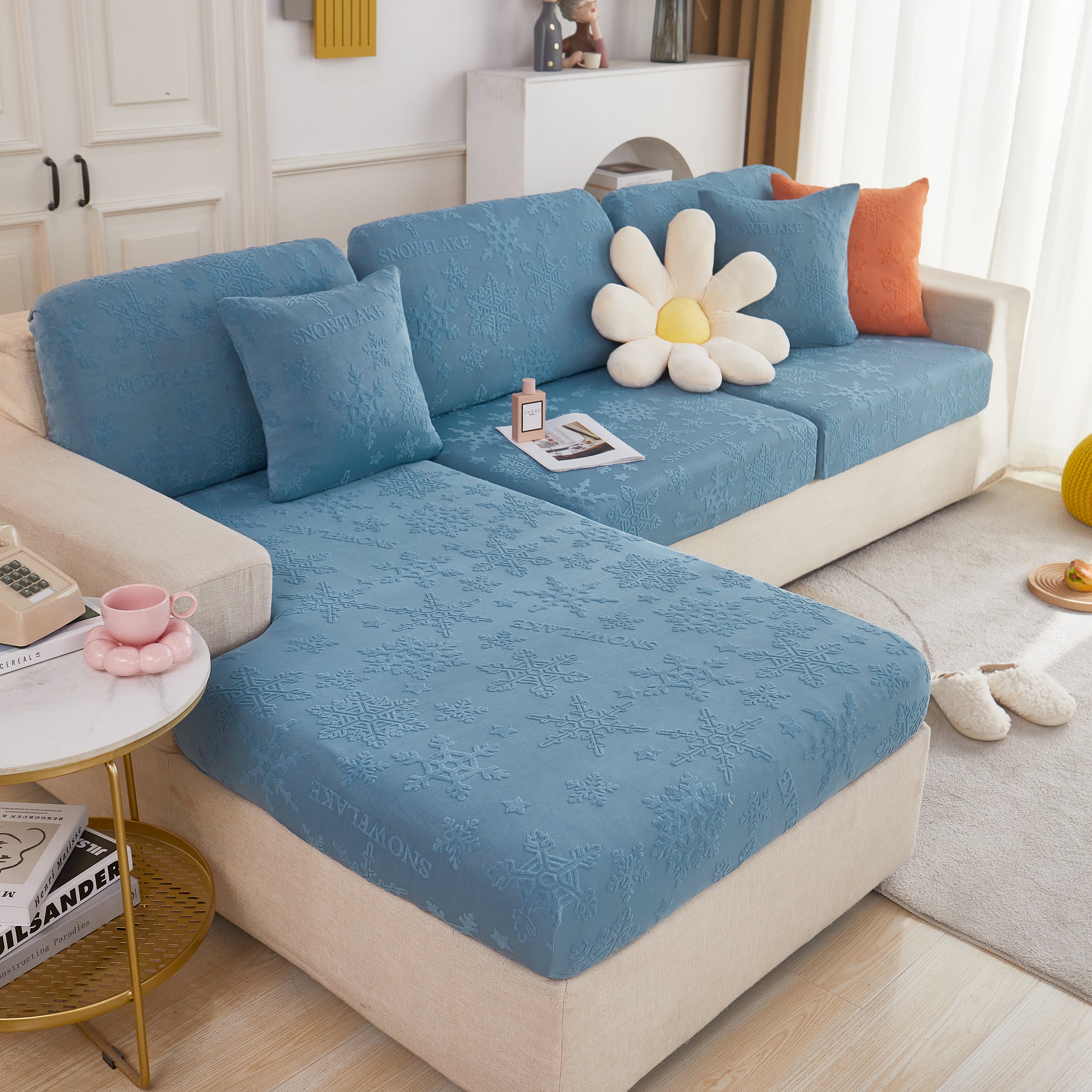 Cooling Silk Fabric Stretchable Cushion Cover, Non-Slip Furniture Protector for Kids, Chaise Lounge Cushion Covers