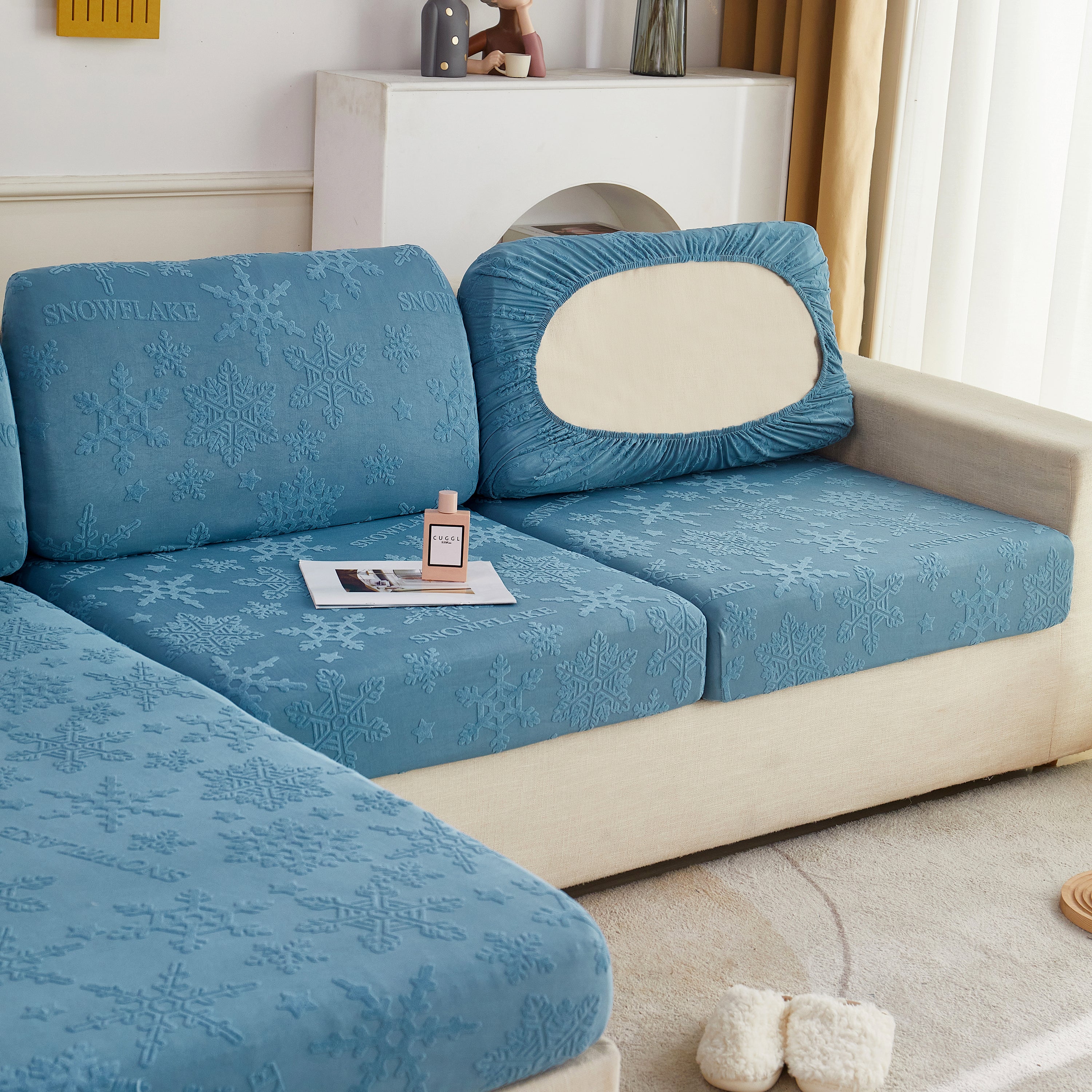 Cooling Silk Fabric Stretchable Cushion Cover, Non-Slip Furniture Protector for Kids, Chaise Lounge Cushion Covers