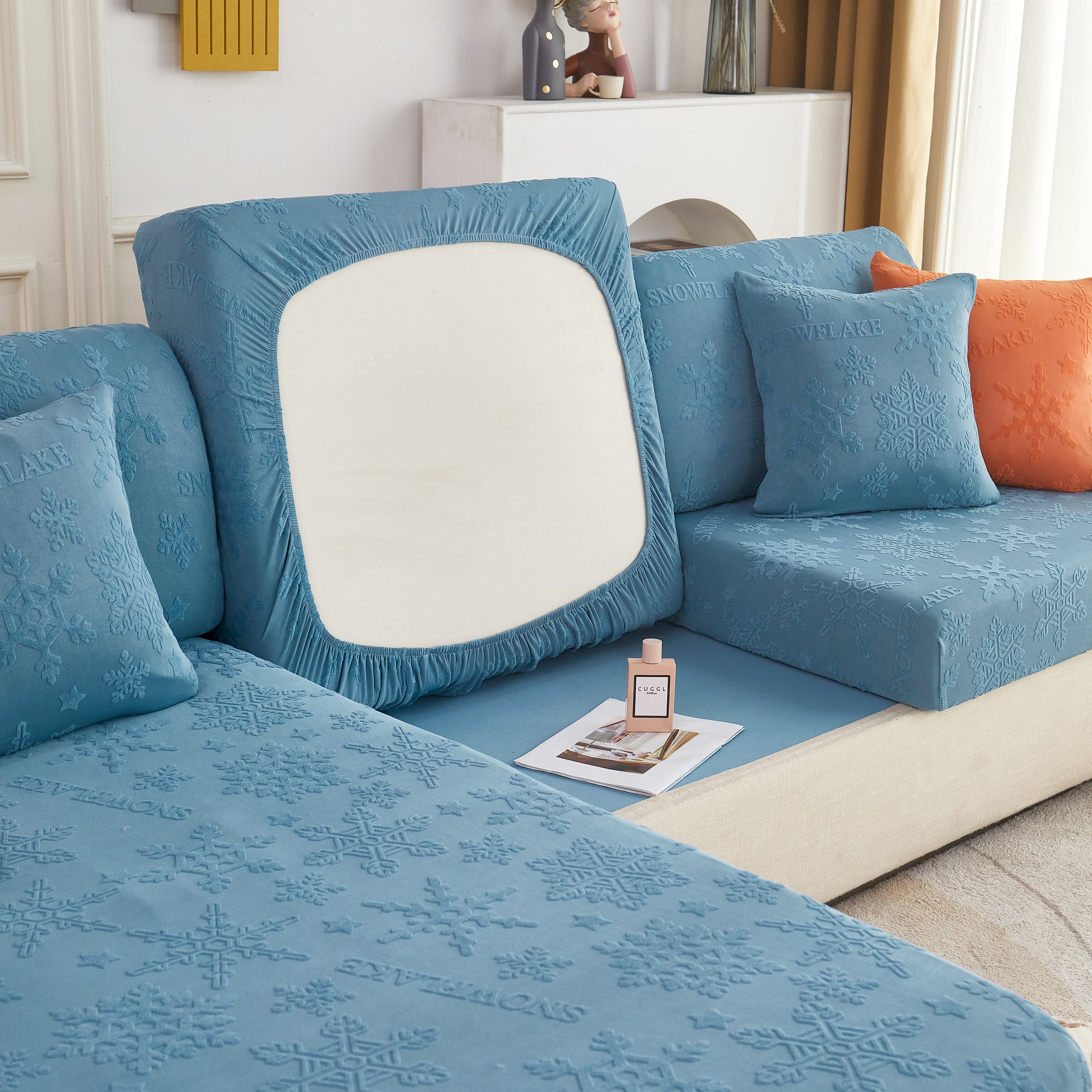 Cooling Silk Fabric Stretchable Cushion Cover, Non-Slip Furniture Protector for Kids, Chaise Lounge Cushion Covers