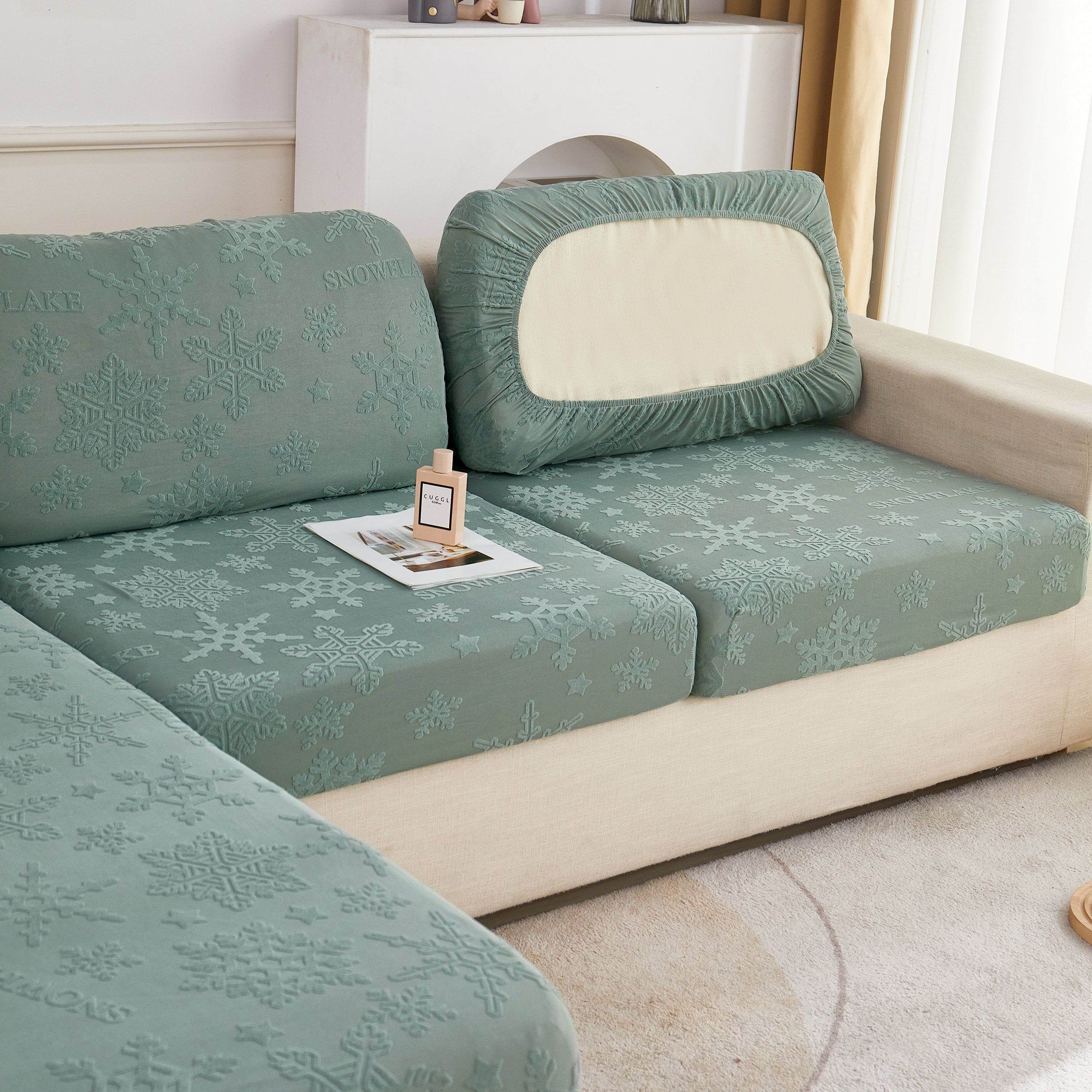 Cooling Silk Fabric Stretchable Cushion Cover, Non-Slip Furniture Protector for Kids, Chaise Lounge Cushion Covers