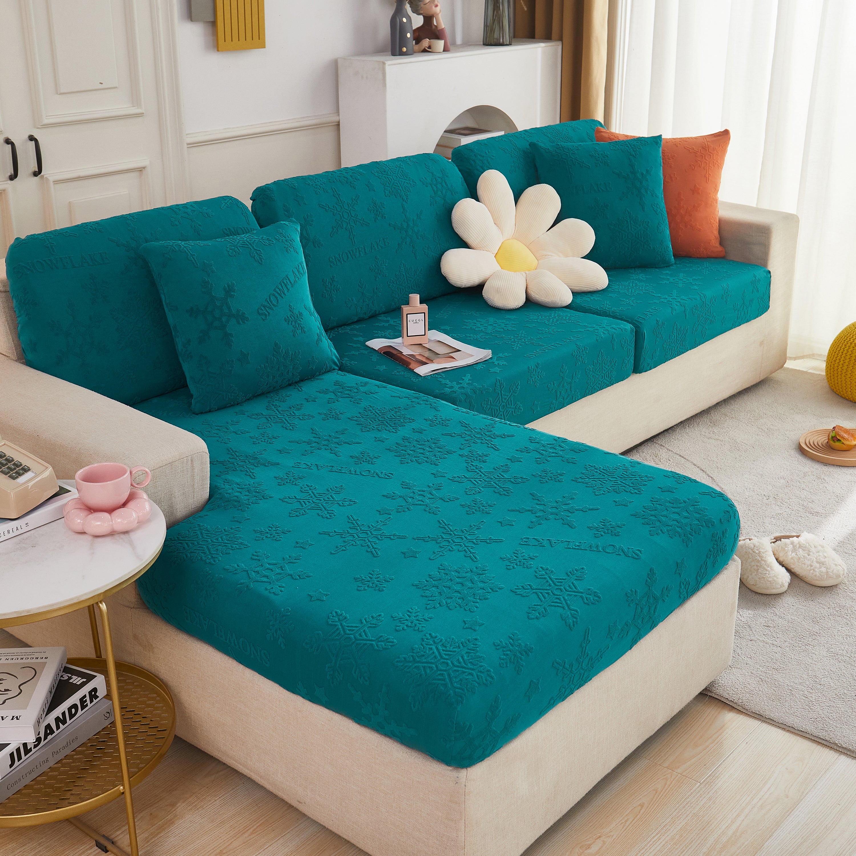 Cooling Silk Fabric Stretchable Cushion Cover, Non-Slip Furniture Protector for Kids, Chaise Lounge Cushion Covers