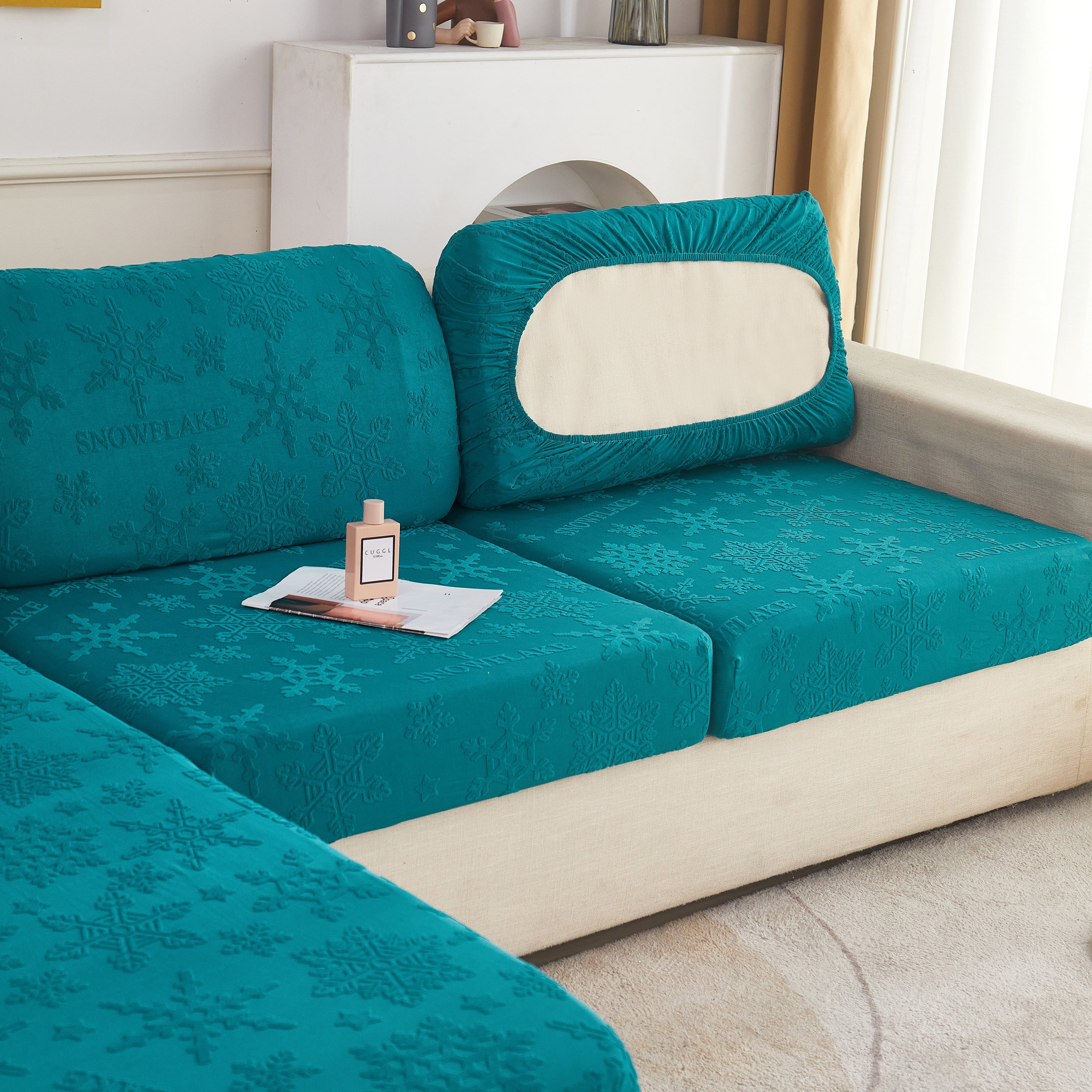 Cooling Silk Fabric Stretchable Cushion Cover, Non-Slip Furniture Protector for Kids, Chaise Lounge Cushion Covers