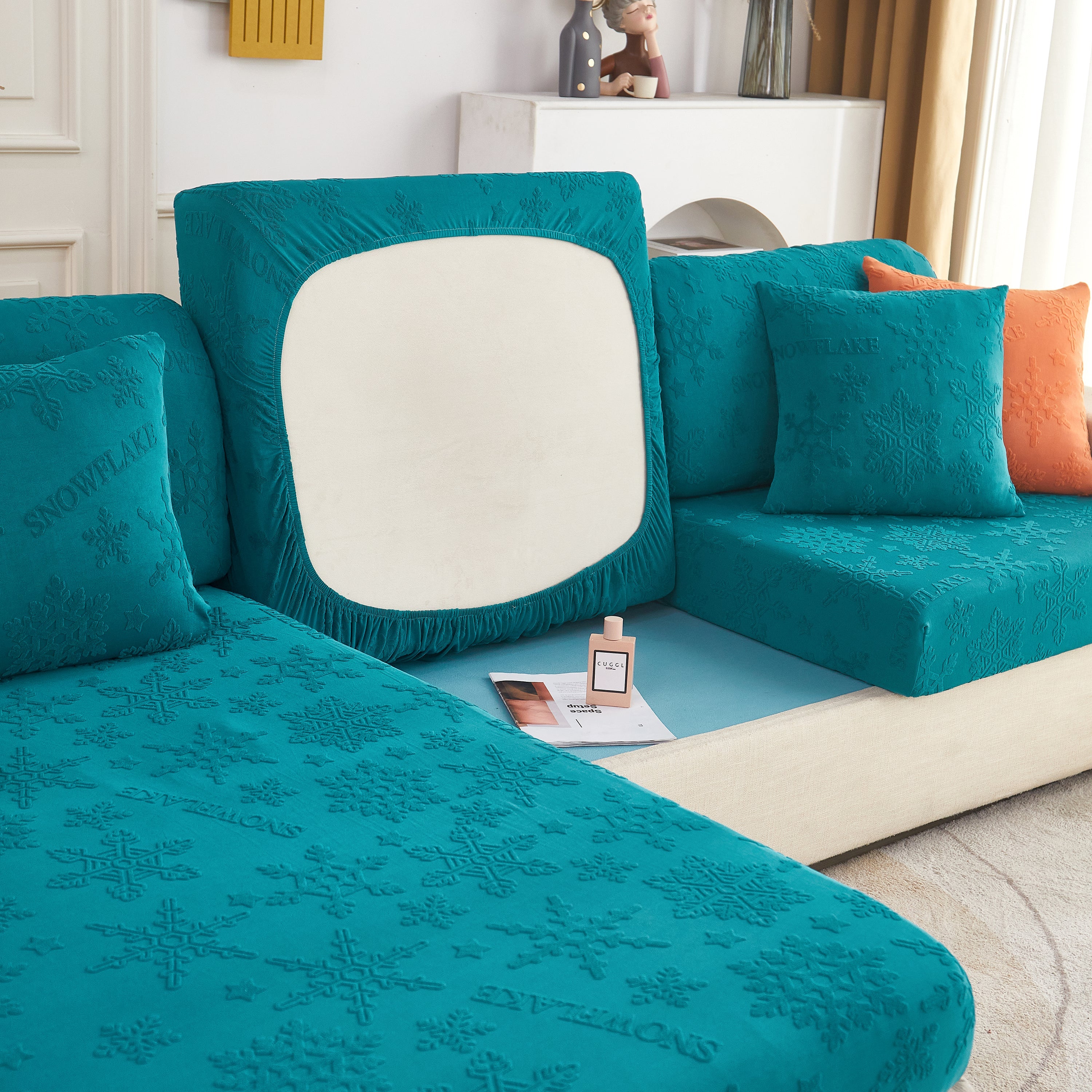 Cooling Silk Fabric Stretchable Cushion Cover, Non-Slip Furniture Protector for Kids, Chaise Lounge Cushion Covers