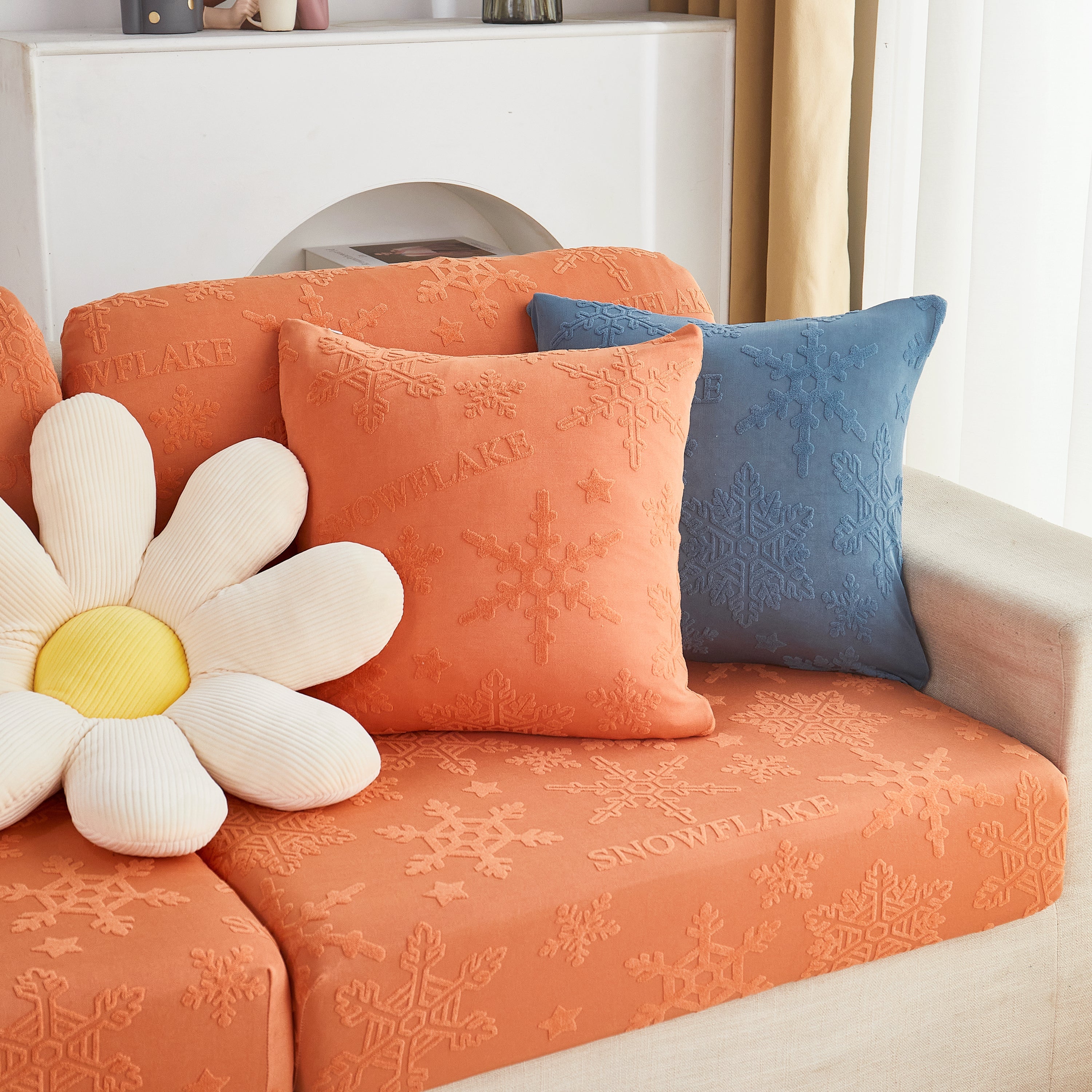 Cooling Silk Fabric Stretchable Cushion Cover, Non-Slip Furniture Protector for Kids, Chaise Lounge Cushion Covers