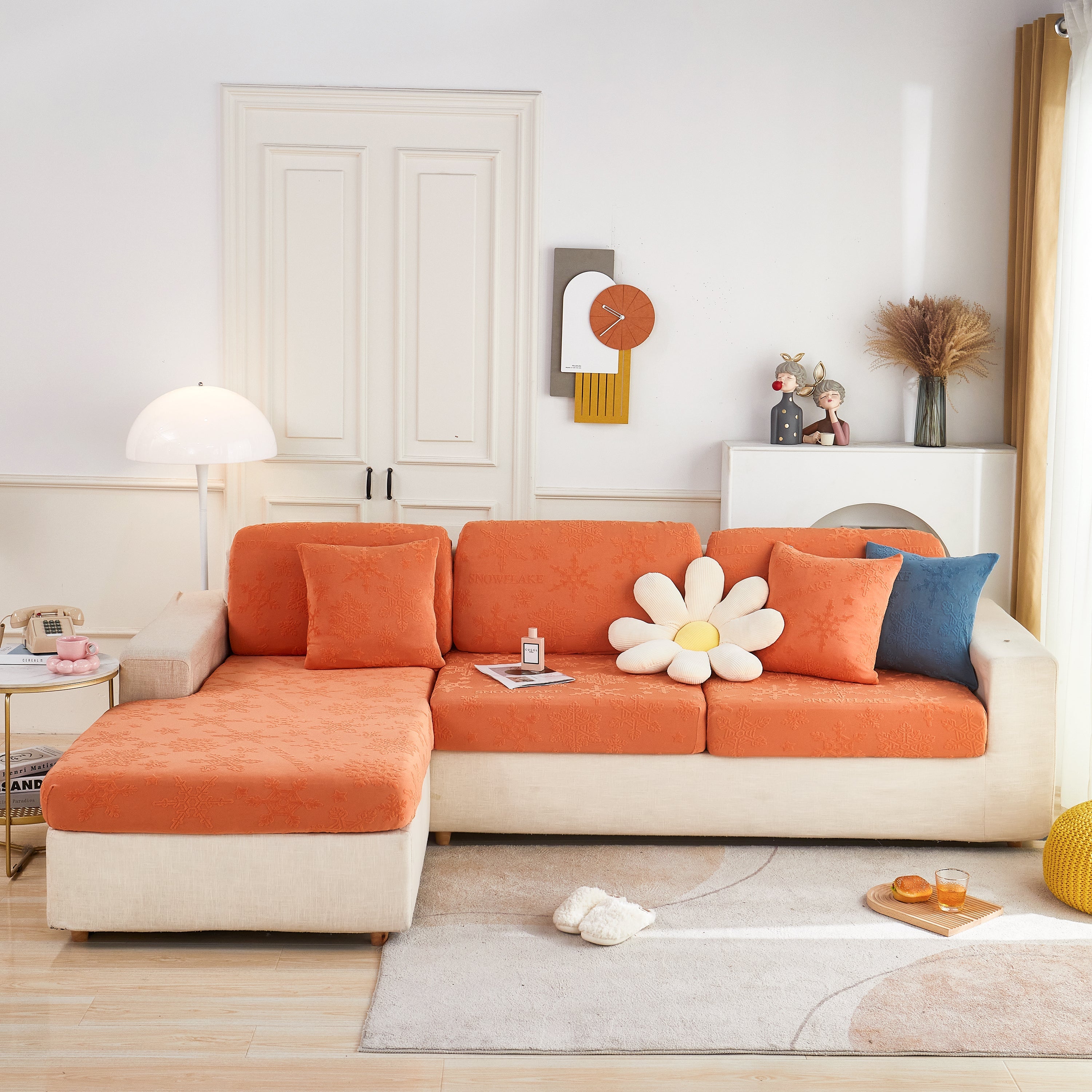 Cooling Silk Fabric Stretchable Cushion Cover, Non-Slip Furniture Protector for Kids, Chaise Lounge Cushion Covers