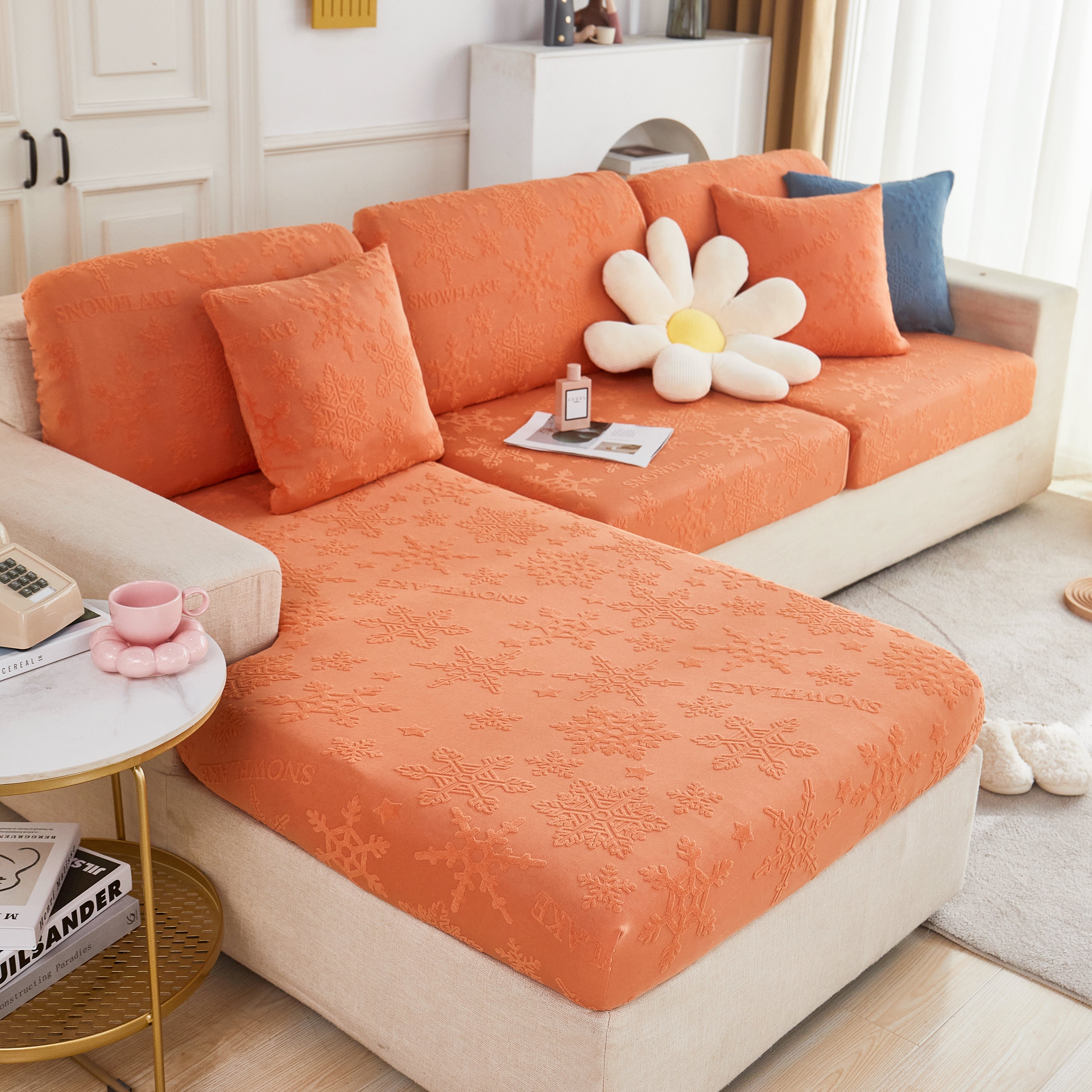 Cooling Silk Fabric Stretchable Cushion Cover, Non-Slip Furniture Protector for Kids, Chaise Lounge Cushion Covers