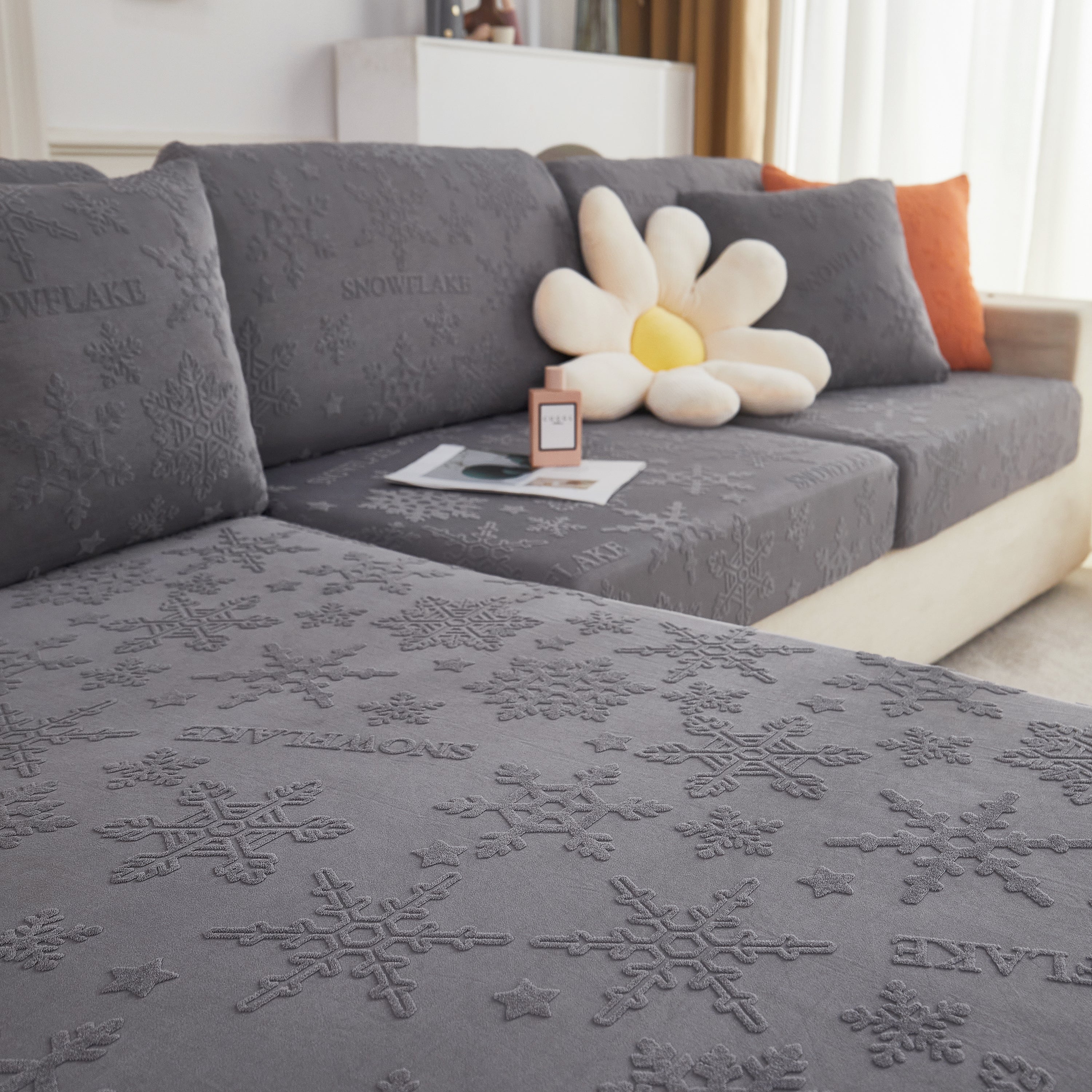 Cooling Silk Fabric Stretchable Cushion Cover, Non-Slip Furniture Protector for Kids, Chaise Lounge Cushion Covers