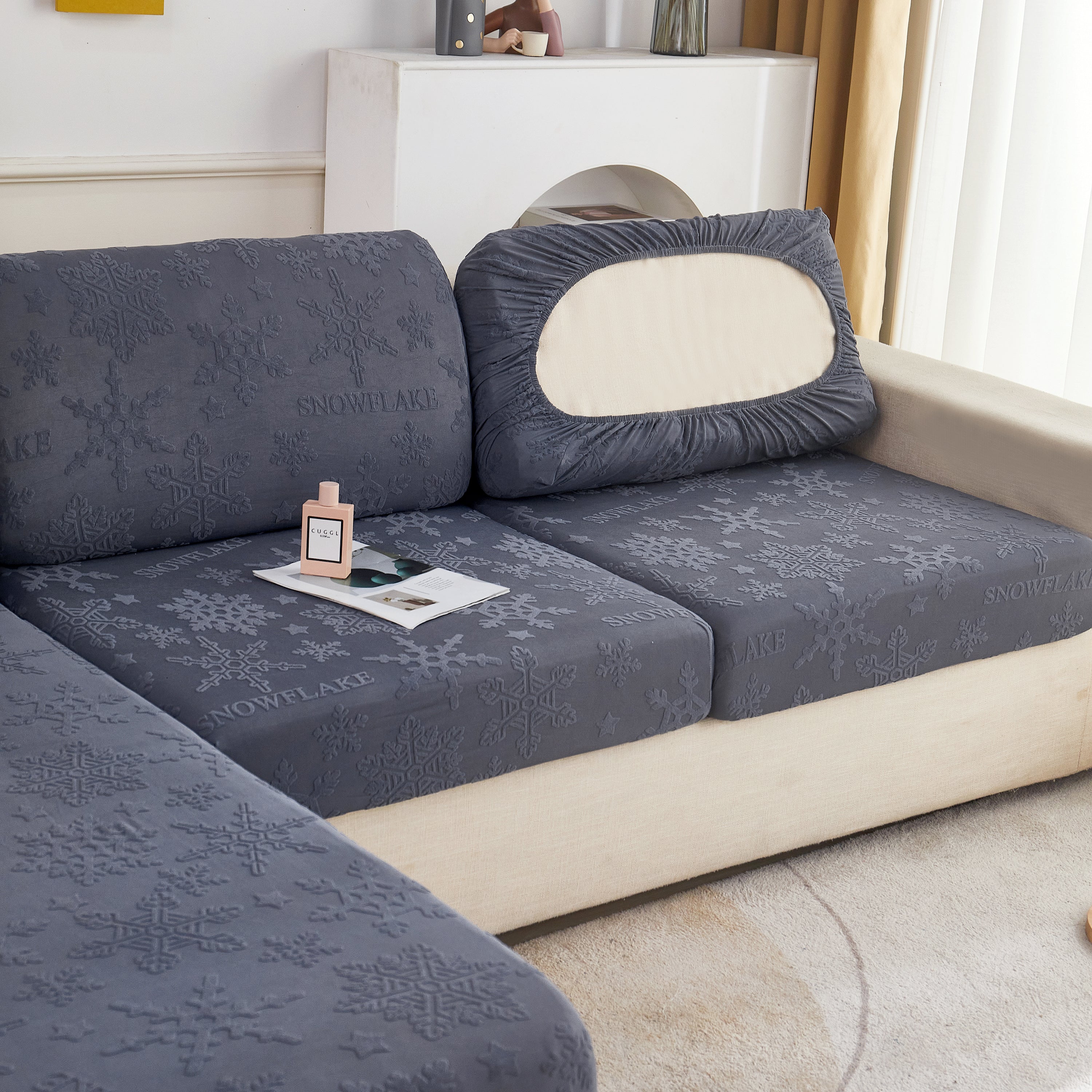 Cooling Silk Fabric Stretchable Cushion Cover, Non-Slip Furniture Protector for Kids, Chaise Lounge Cushion Covers