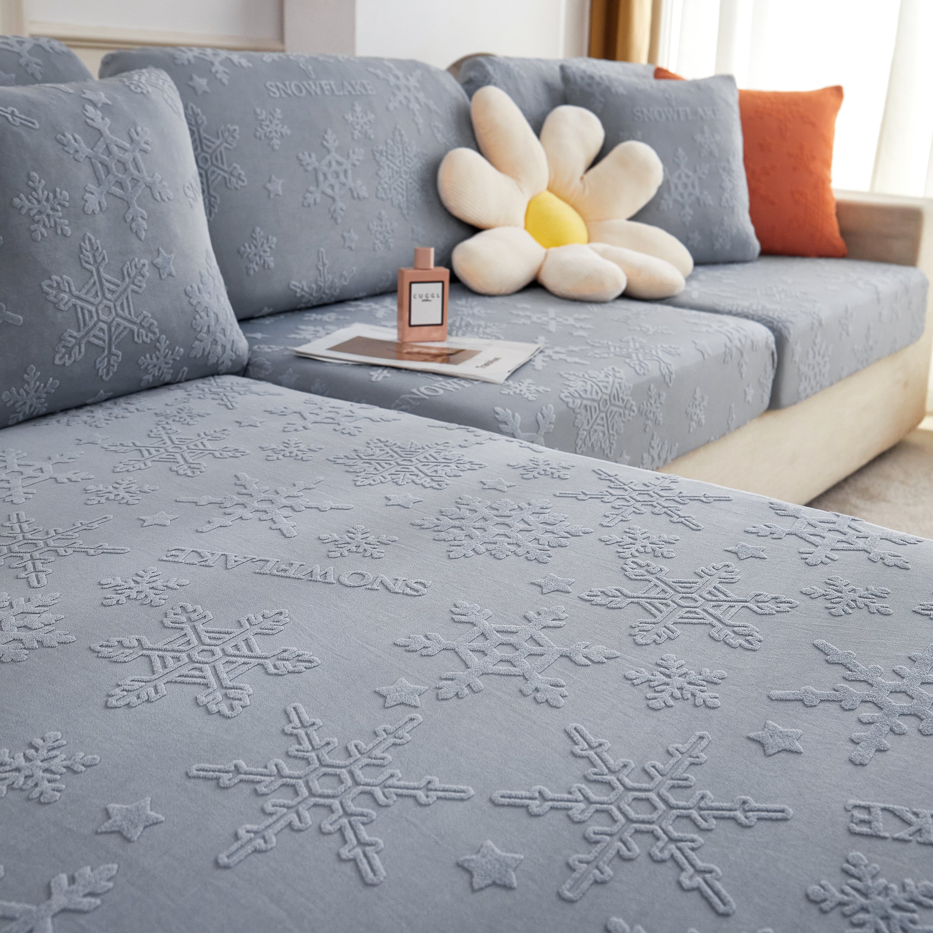 Cooling Silk Fabric Stretchable Cushion Cover, Non-Slip Furniture Protector for Kids, Chaise Lounge Cushion Covers