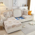 Happy Puzzle Jacquard Fleece Stretchable Cushion Cover, Non-Slip L Shaped Couch Covers for Pets
