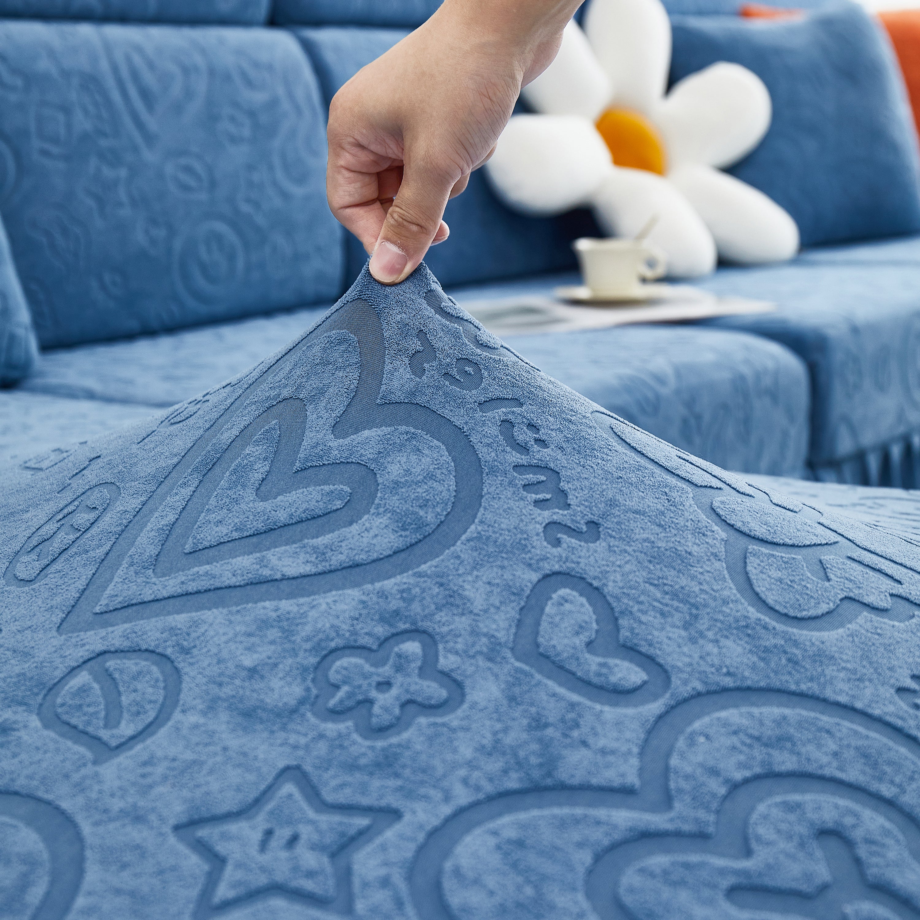 Elastic Skirted Couch Cushion Covers for 1/2/3/4-Seater Sofas, Furniture Protector for Pets, Kids