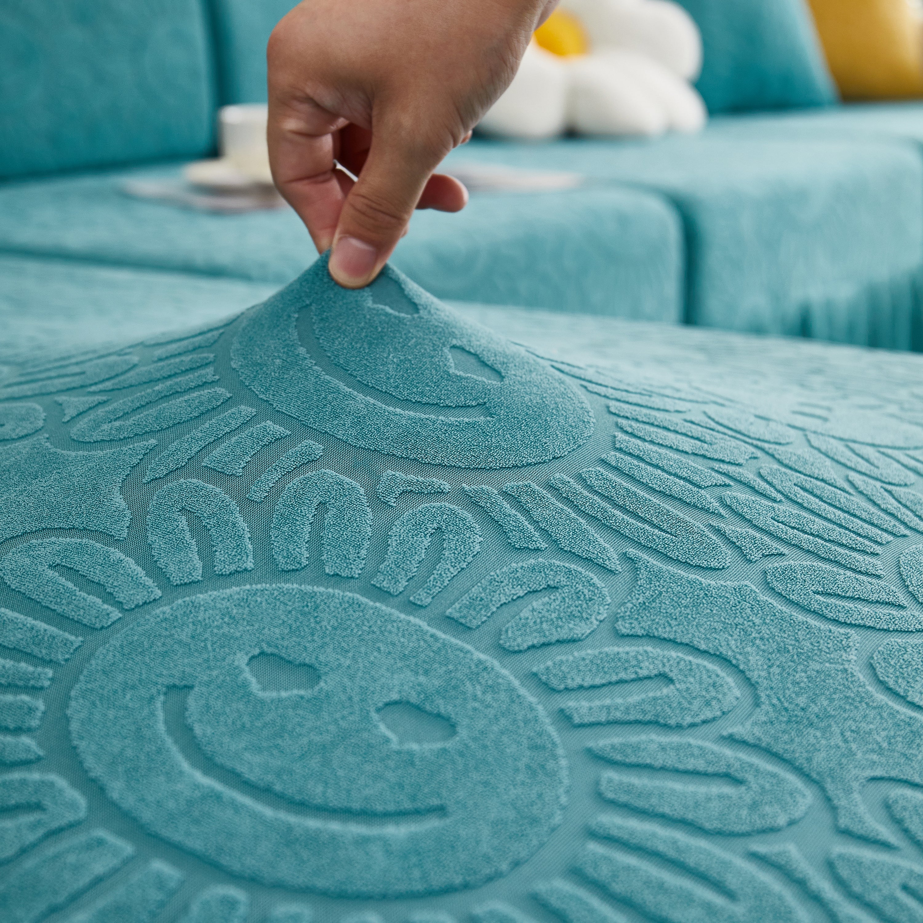 Sofa Seat Cover, Sunflower Patterned Elastic Skirted Couch Cushion Covers for 1/2/3/4-Seater Sofas