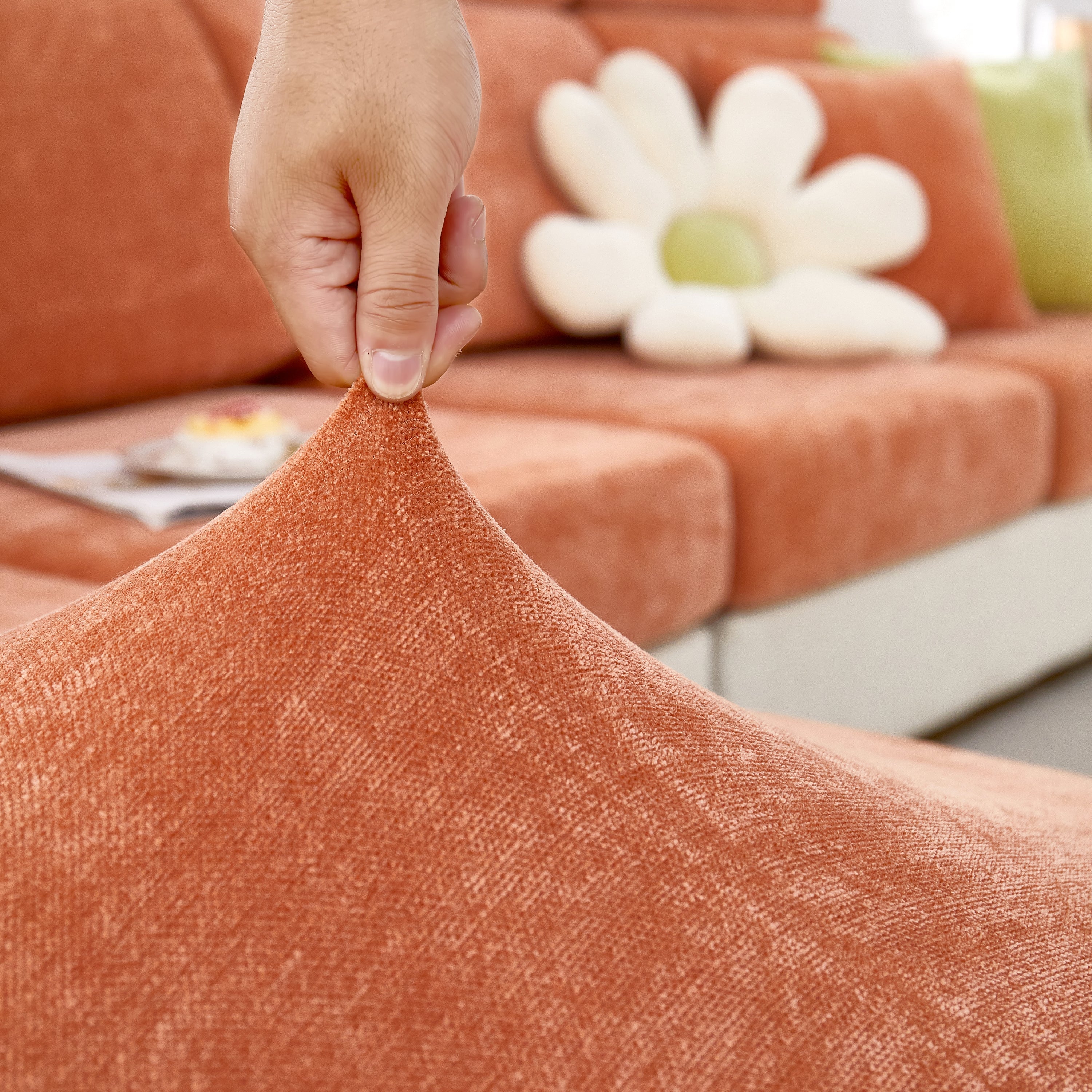 Chenille Cushion Covers for 1/2/3/4 Seater Sofas and L-shaped Couches, Furniture Covers for Pets