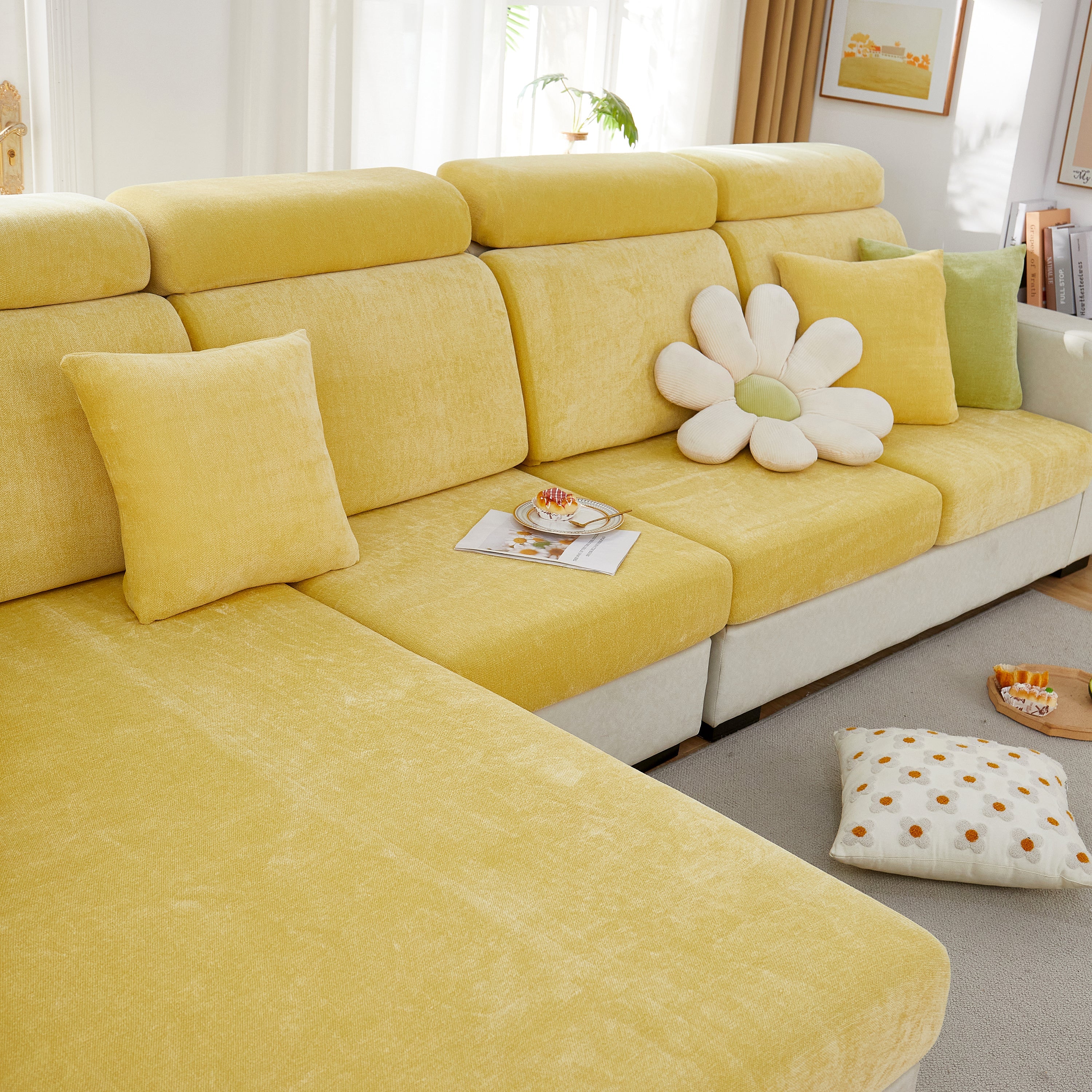 Chenille Cushion Covers for 1/2/3/4 Seater Sofas and L-shaped Couches, Furniture Covers for Pets