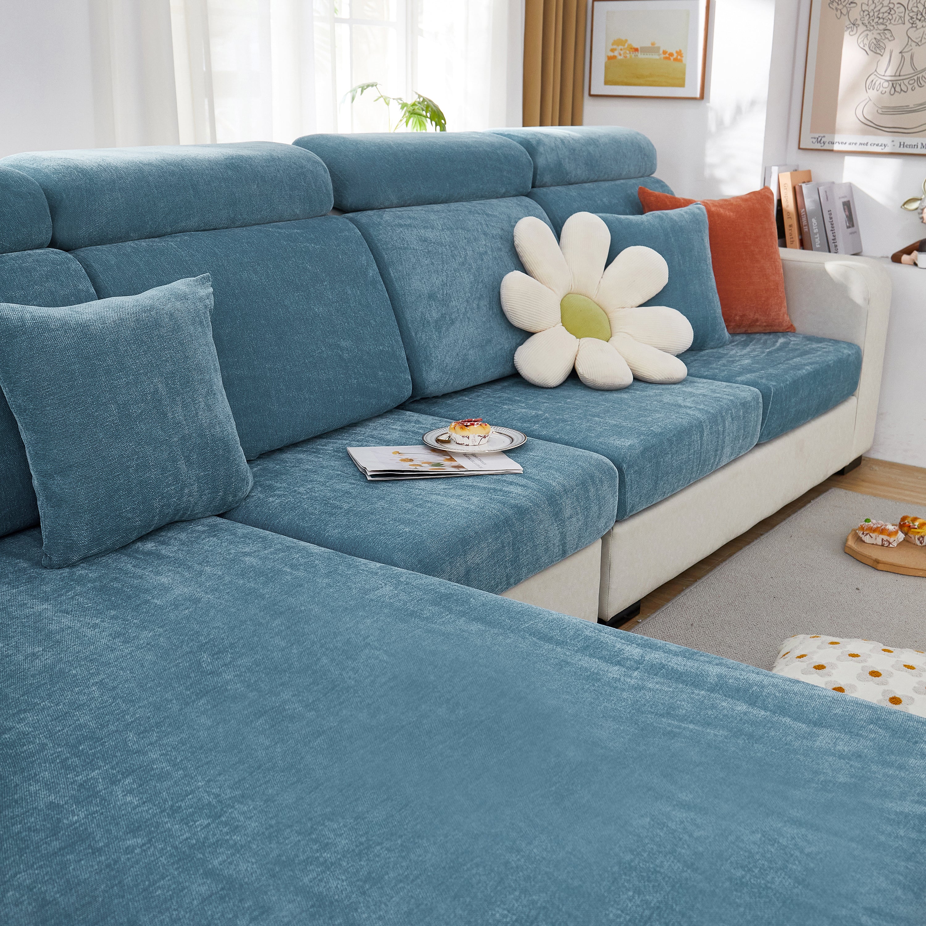 Chenille Cushion Covers for 1/2/3/4 Seater Sofas and L-shaped Couches, Furniture Covers for Pets