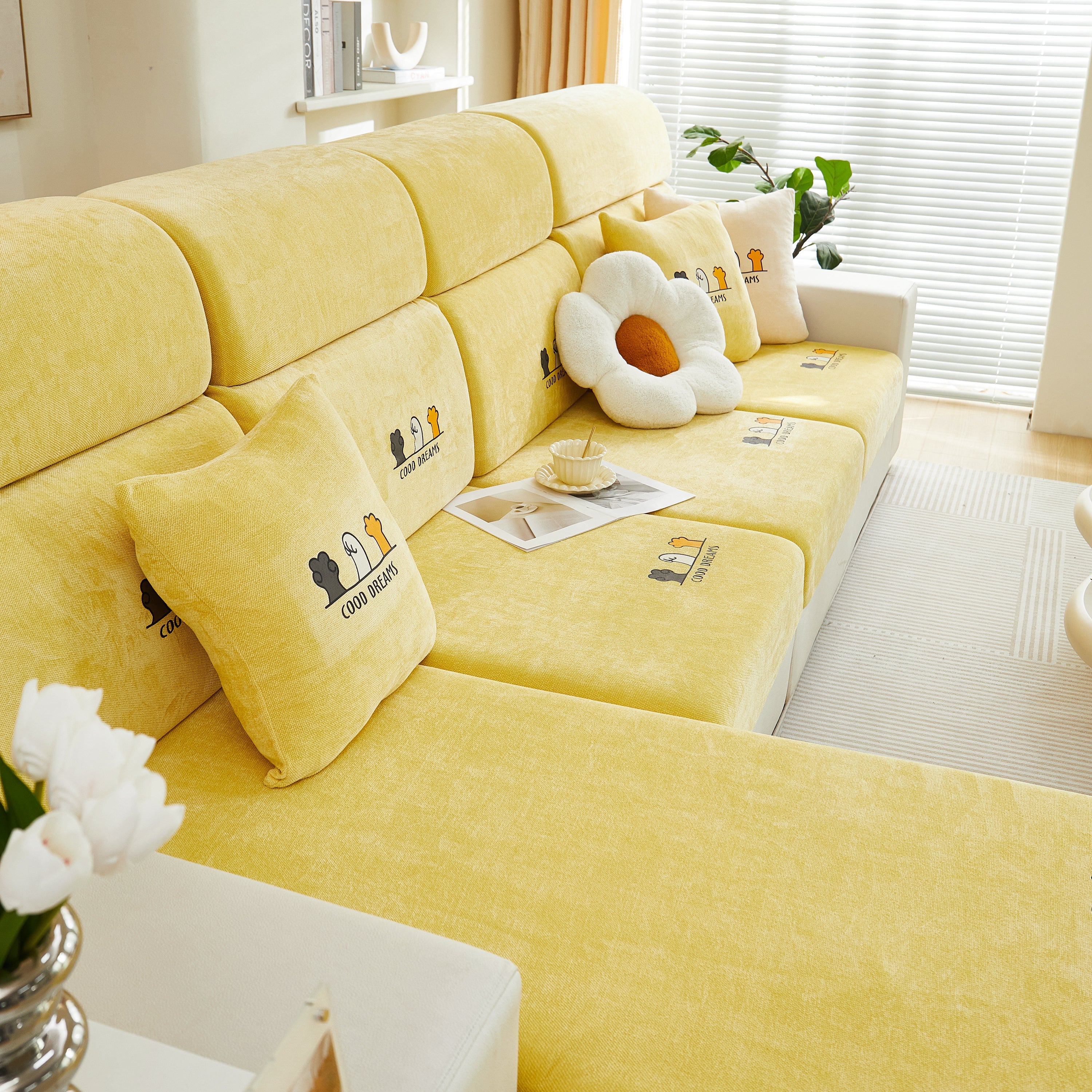 Super Stretch Seat Cushion/Couch Slipcover, Solid Couch Cushion Covers Washable Furniture Protector