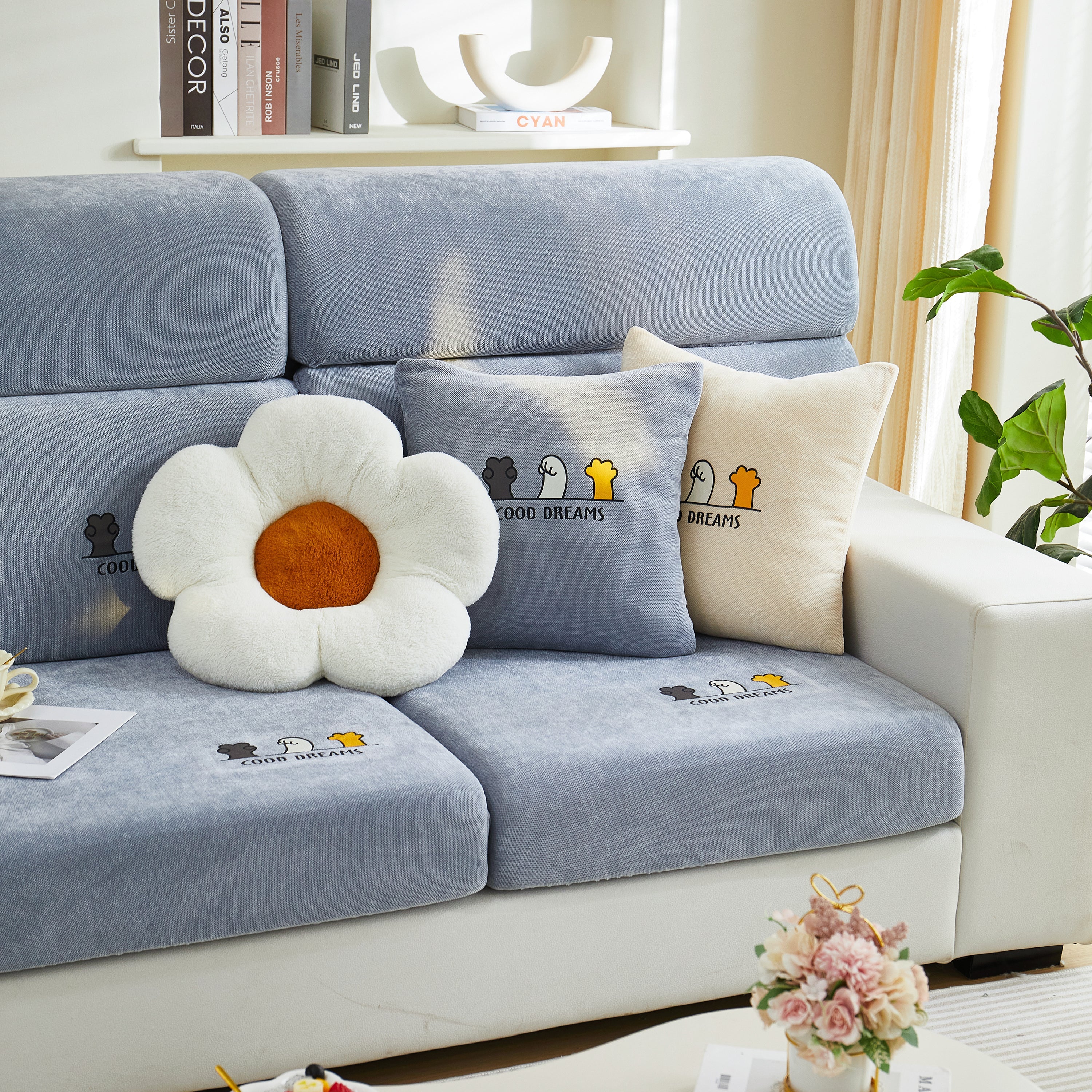 Super Stretch Seat Cushion/Couch Slipcover, Solid Couch Cushion Covers Washable Furniture Protector