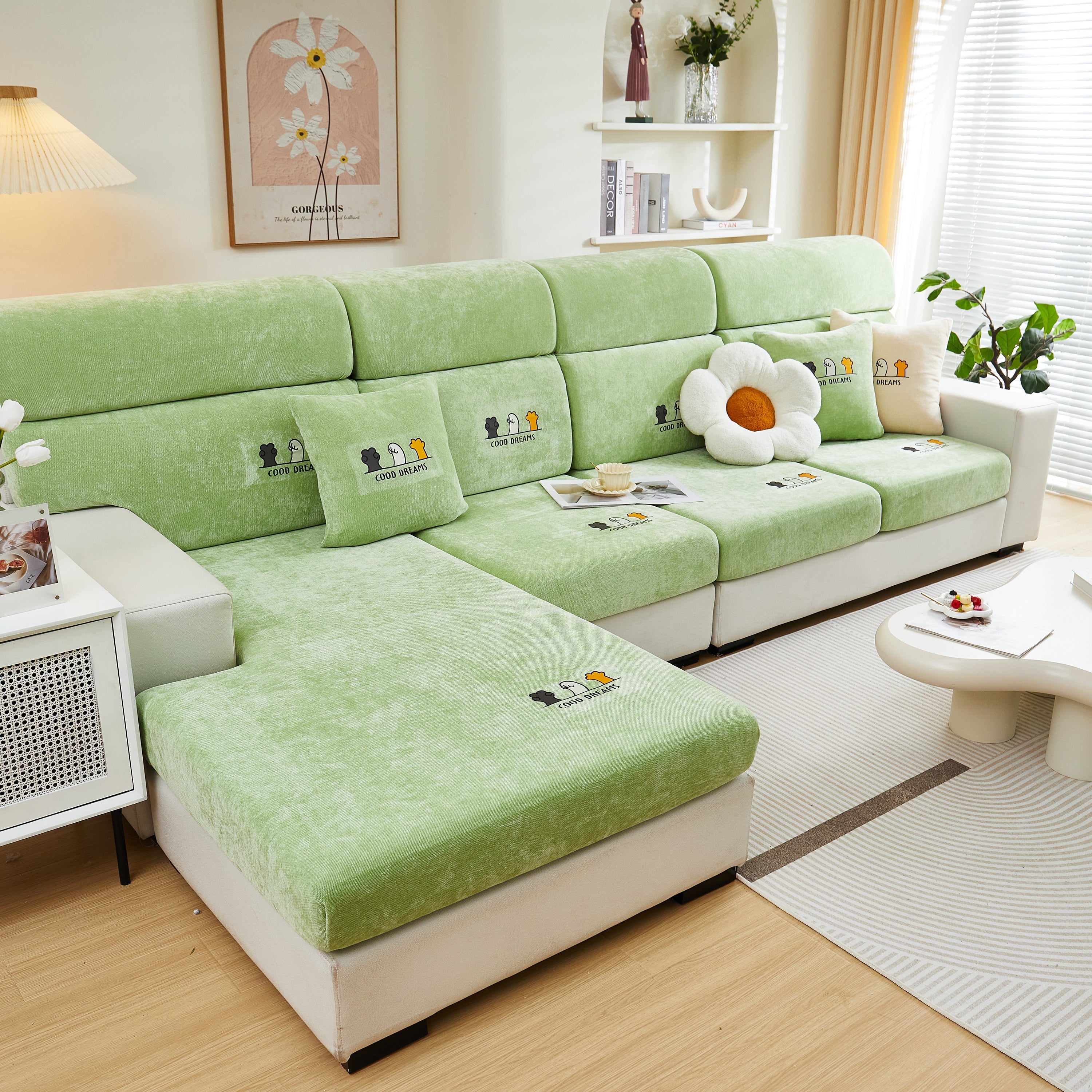 Super Stretch Seat Cushion/Couch Slipcover, Solid Couch Cushion Covers Washable Furniture Protector