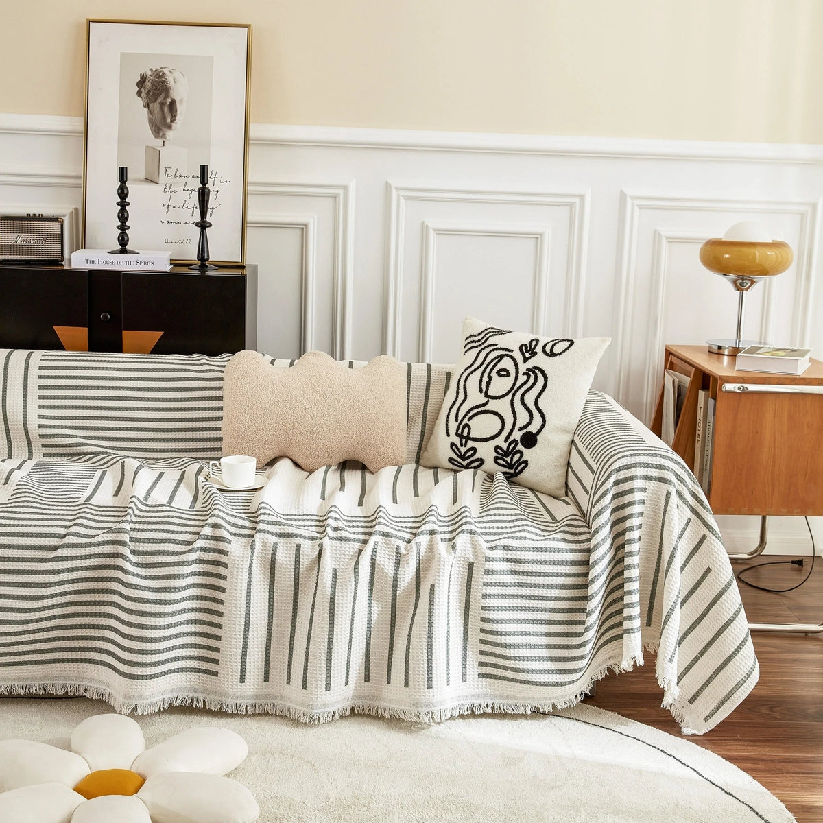 Waffle Lattice Fabric Sofa Cover, Multi-purpose Soft Sofa Throw, Couch Cover Blanket Throws for Couches - TaroTextile