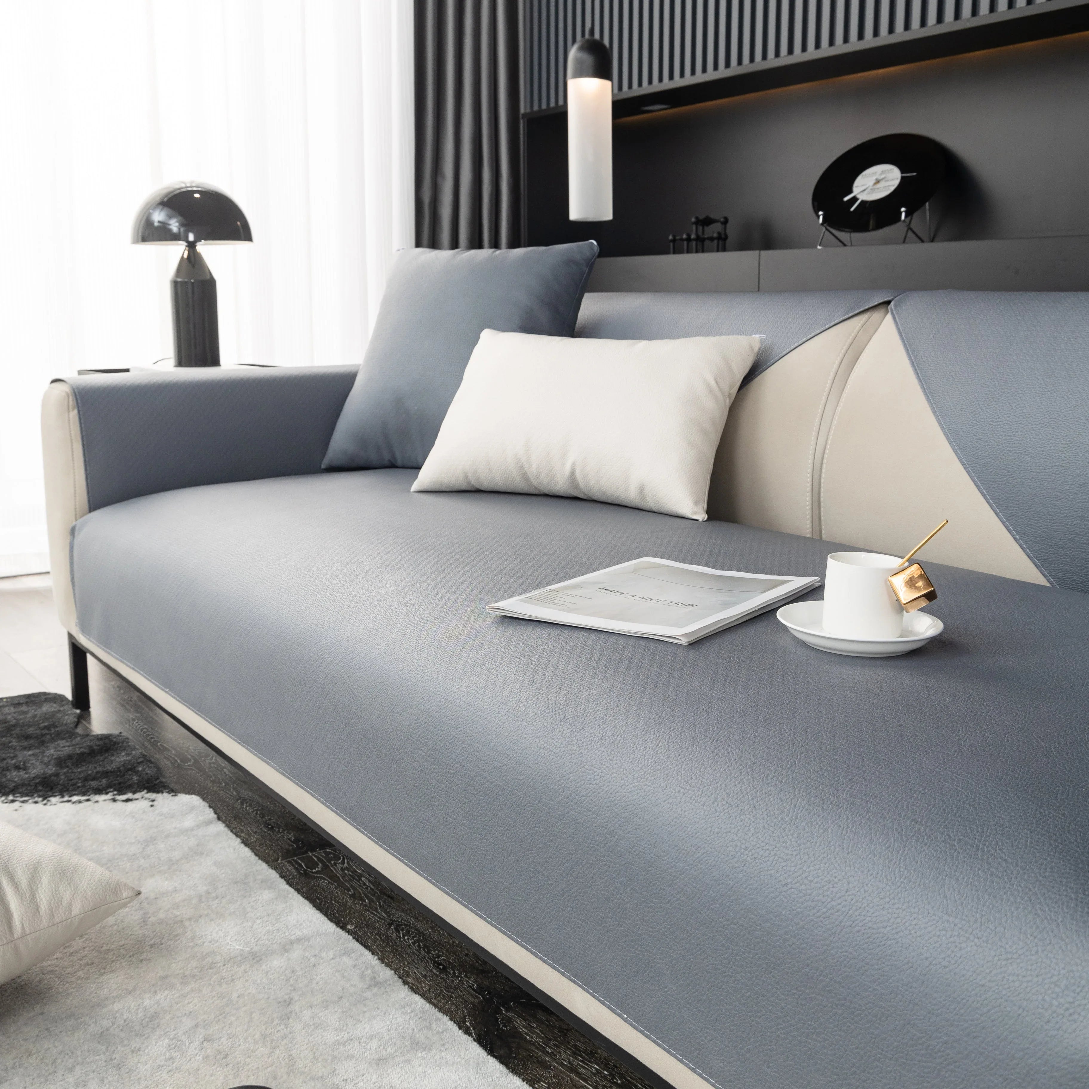 Waterproof Faux Leather Slipcover with Non-Slip Backing for Sofa, Pet Couch Protector for Living Room - TaroTextile