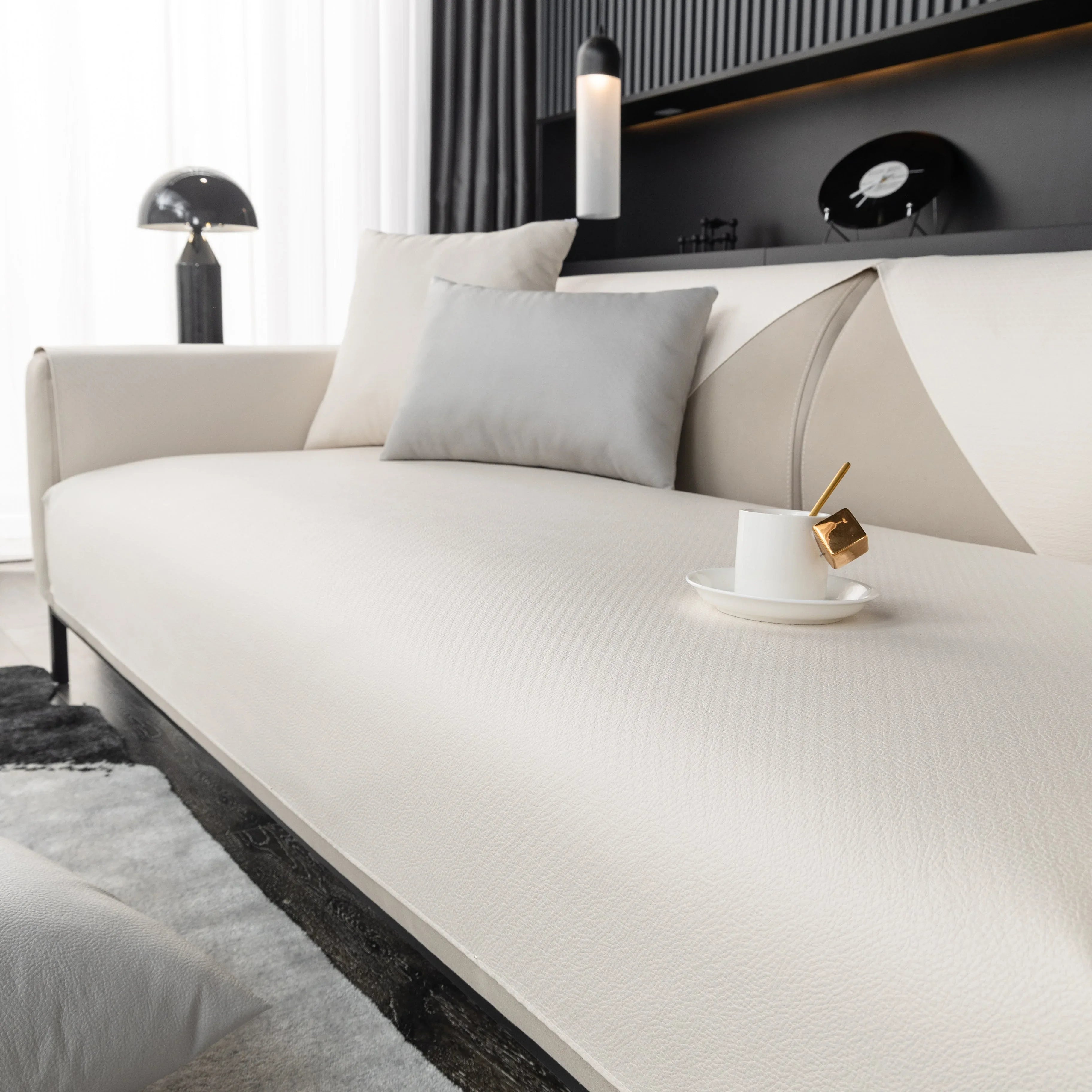 Waterproof Faux Leather Slipcover with Non-Slip Backing for Sofa, Pet Couch Protector for Living Room - TaroTextile