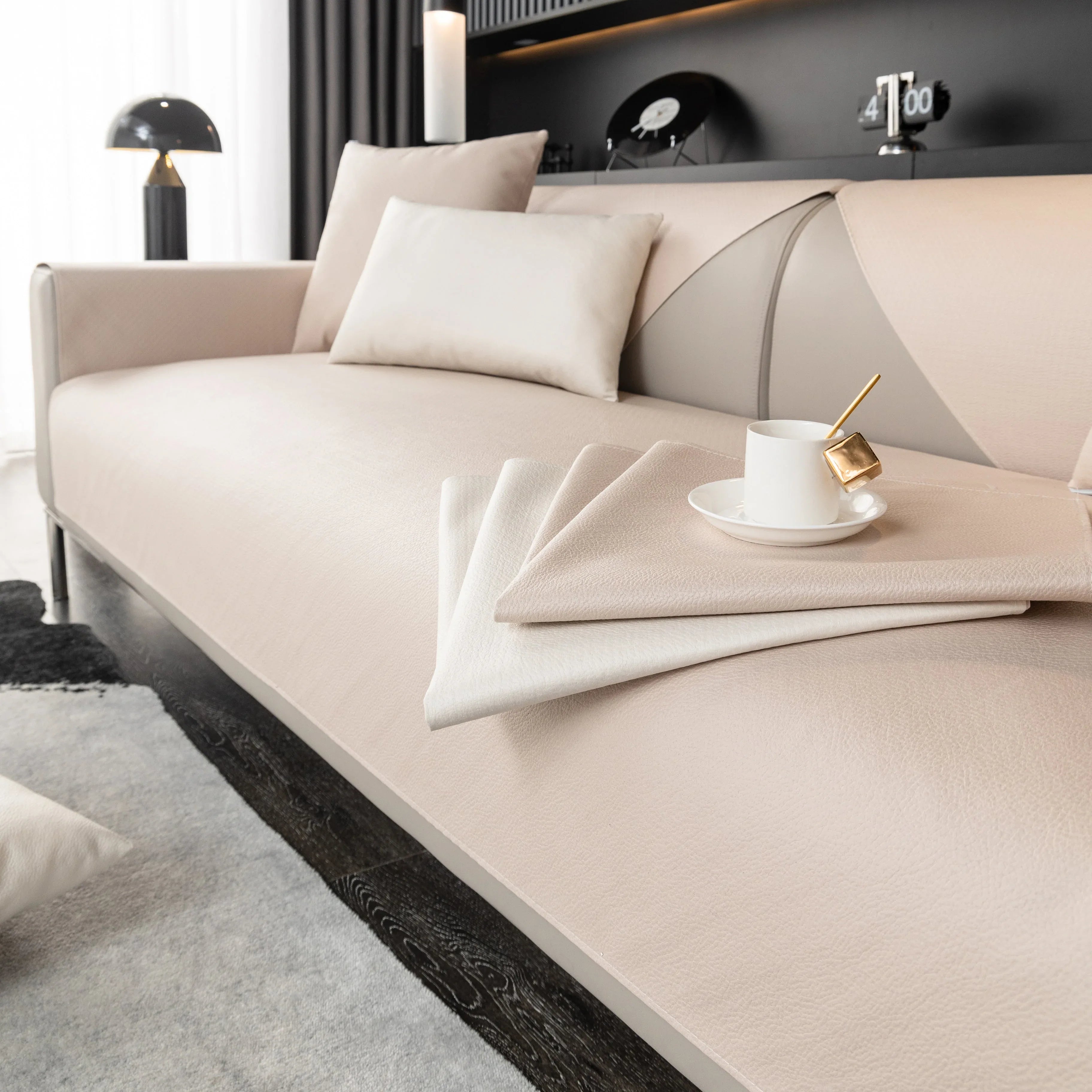 Waterproof Faux Leather Slipcover with Non-Slip Backing for Sofa, Pet Couch Protector for Living Room - TaroTextile