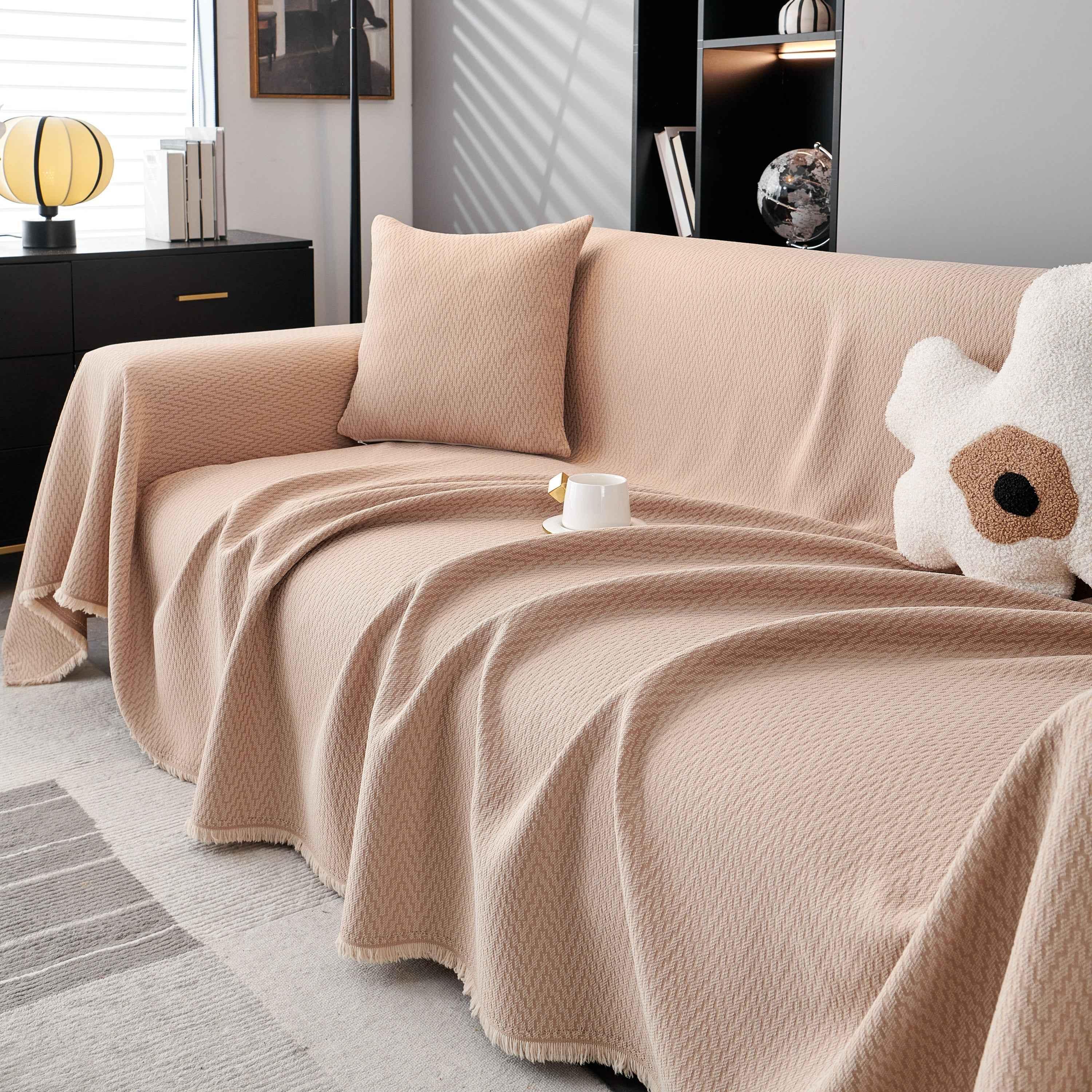 Waterproof Scratch Proof Herringbone Large Throw Blanket for Couch, Chenille Couch Cushion Covers for Pets - TaroTextile