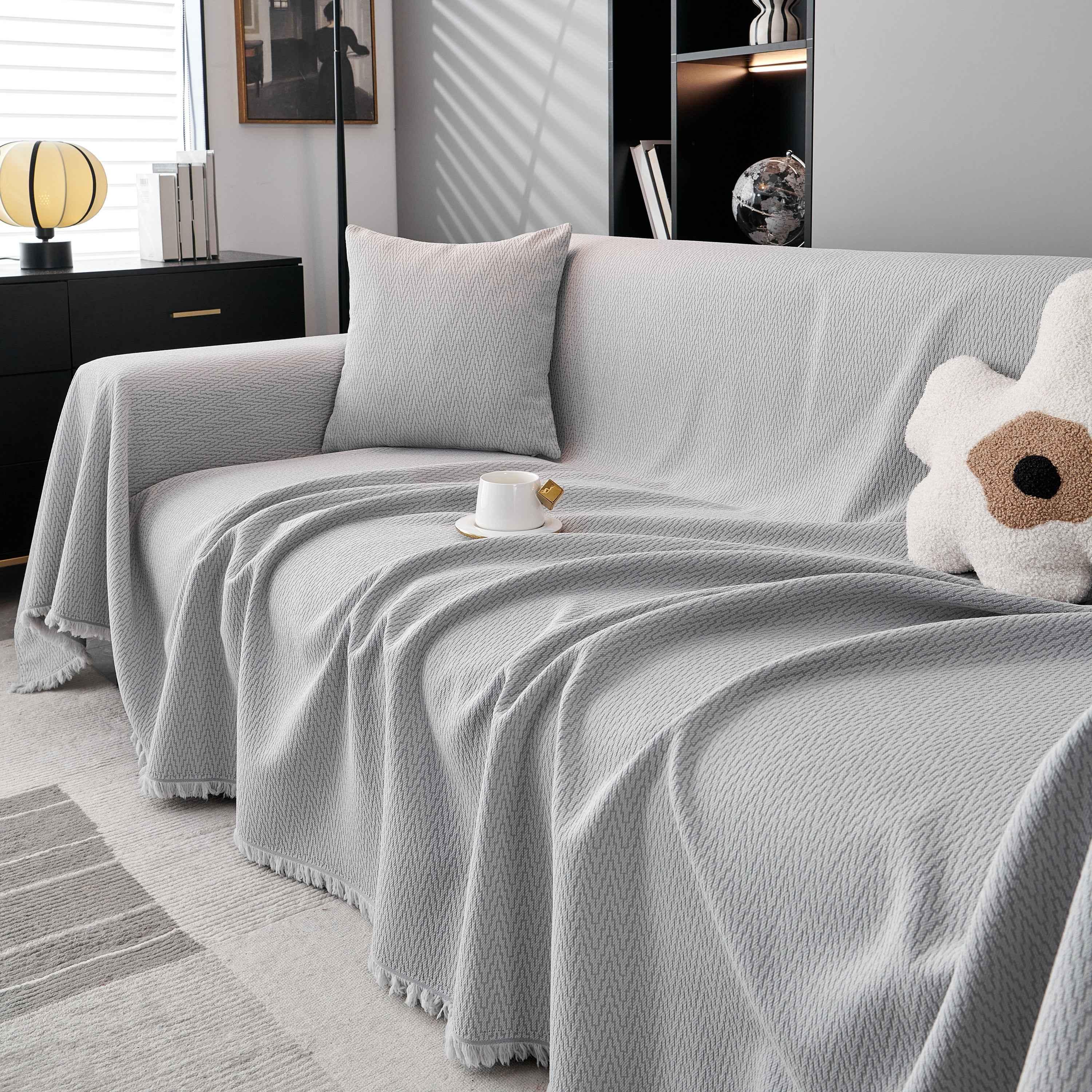 Waterproof Scratch Proof Herringbone Large Throw Blanket for Couch, Chenille Couch Cushion Covers for Pets - TaroTextile