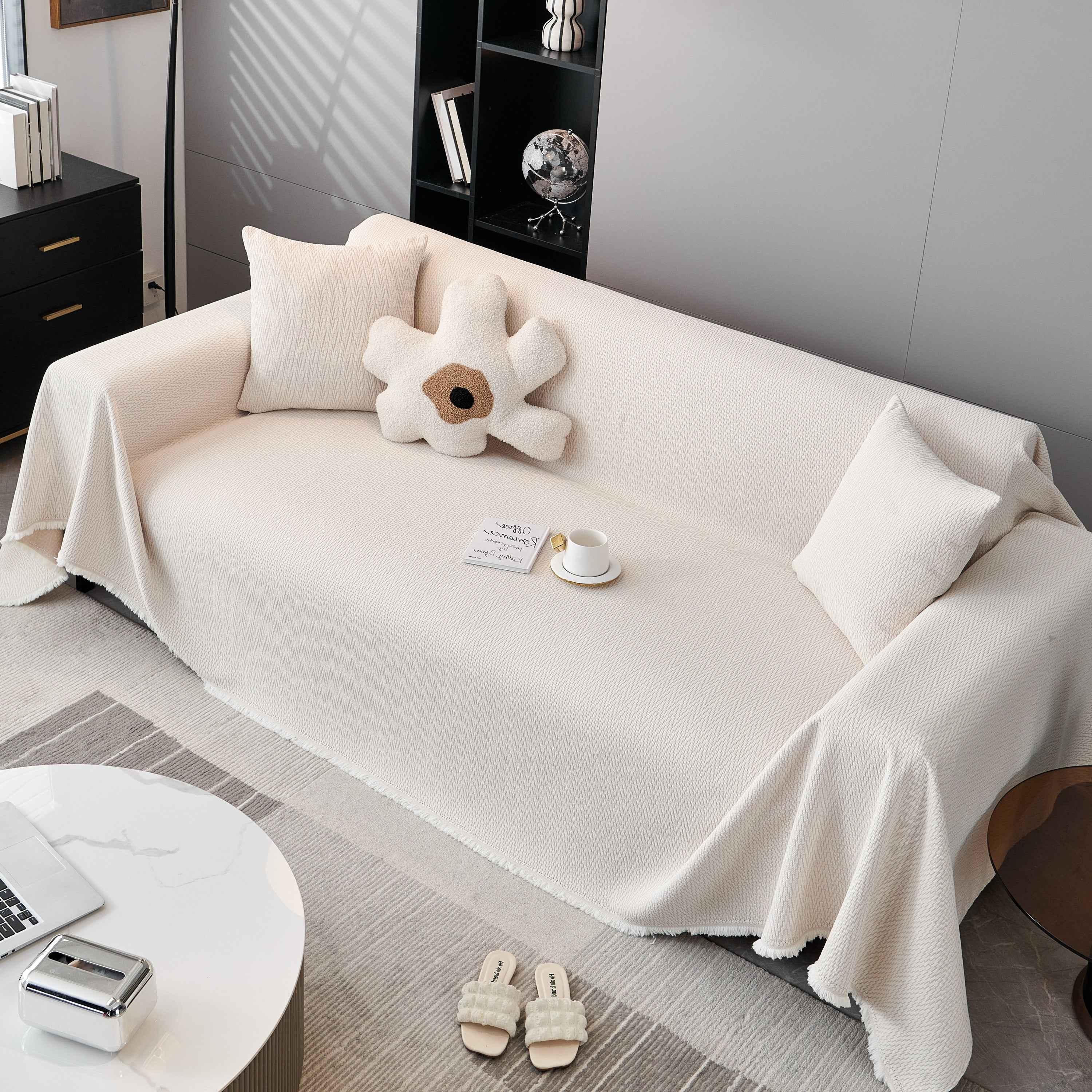 Waterproof Scratch Proof Herringbone Large Throw Blanket for Couch, Chenille Couch Cushion Covers for Pets - TaroTextile