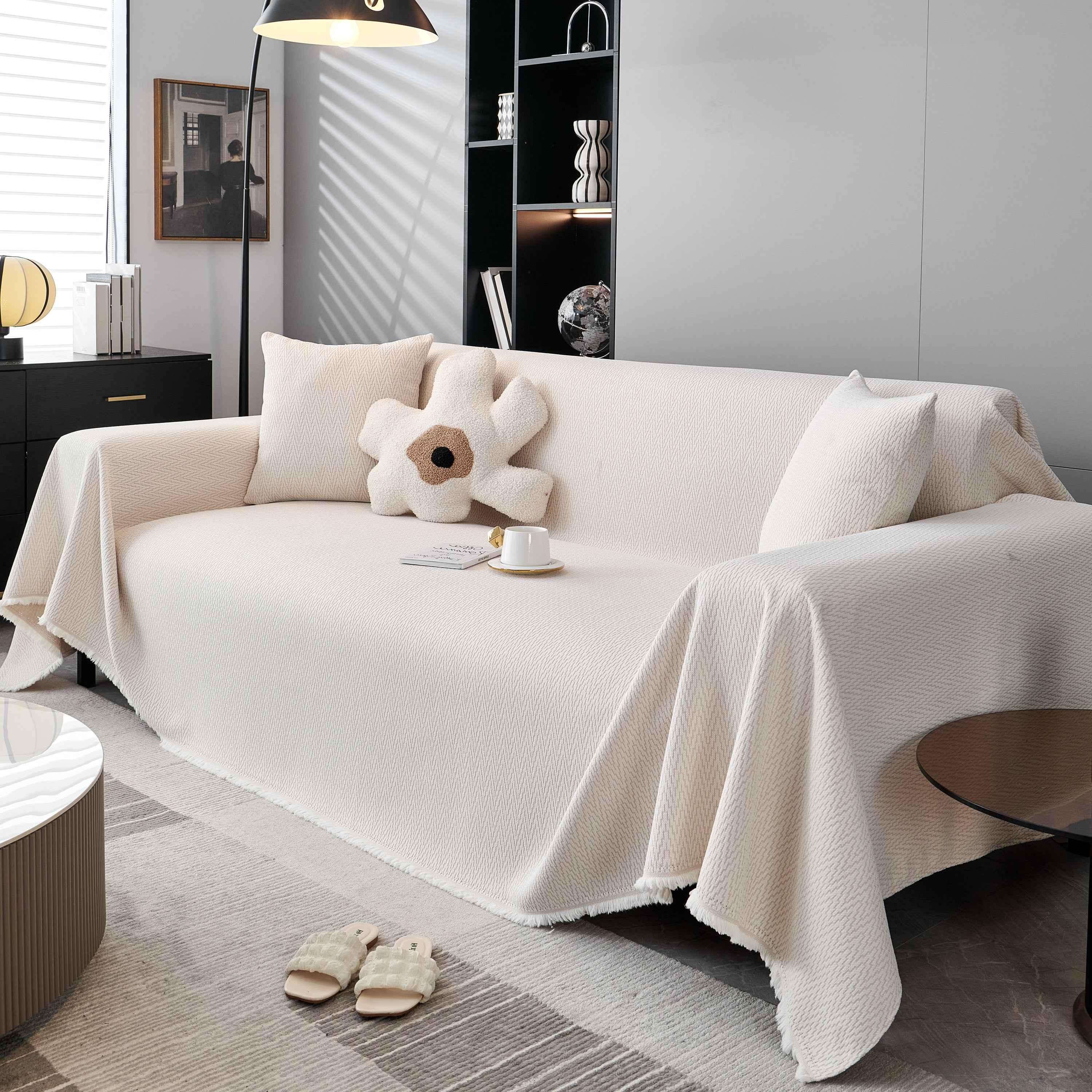 Waterproof Scratch Proof Herringbone Large Throw Blanket for Couch, Chenille Couch Cushion Covers for Pets - TaroTextile