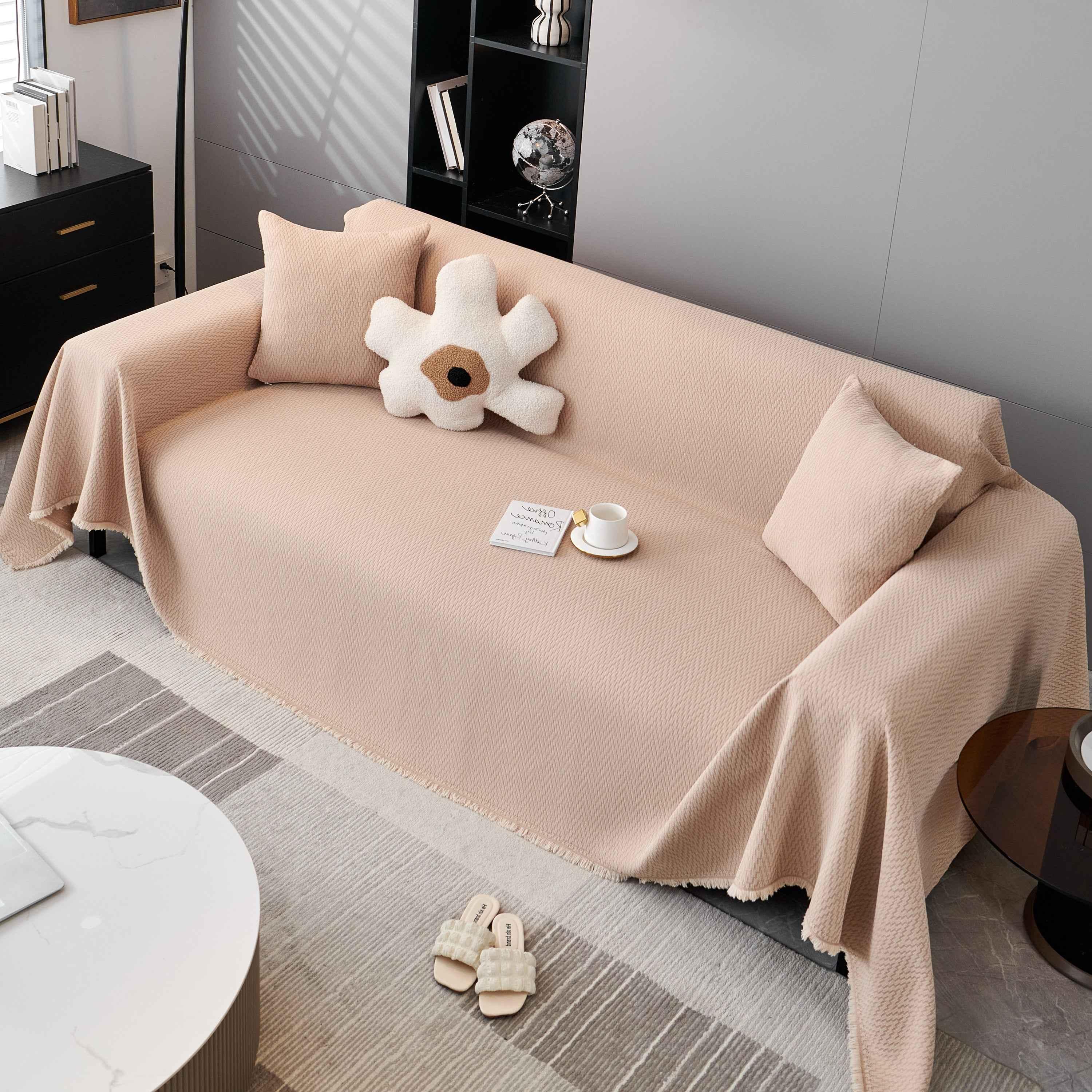 Waterproof Scratch Proof Herringbone Large Throw Blanket for Couch, Chenille Couch Cushion Covers for Pets - TaroTextile