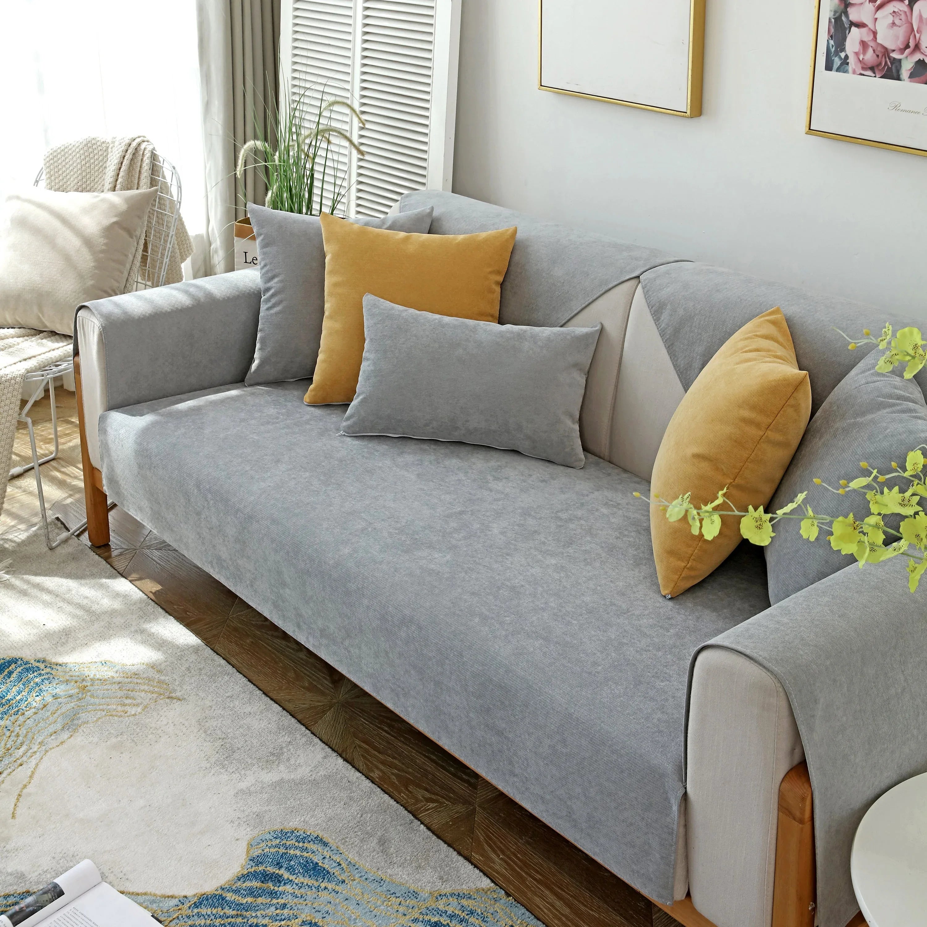 Waterproof Non-Slip Quilted Corduroy Sofa Covers for Pets, Sectional Couch Covers - TaroTextile