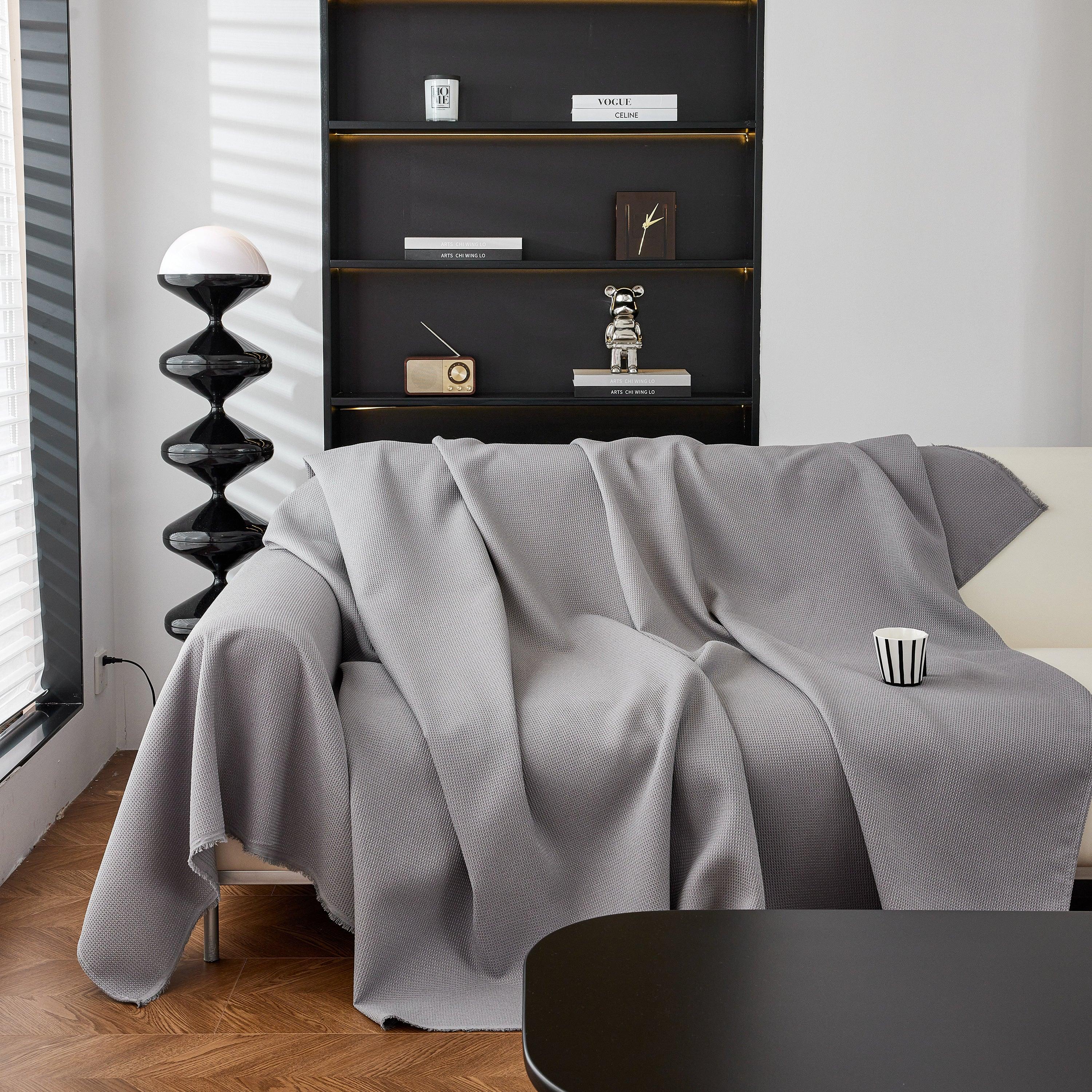 Waterproof Waffle Lattice Sofa Throw, Sofa Towel Cover for Couches, Simple Sofa Cover Blanket - TaroTextile