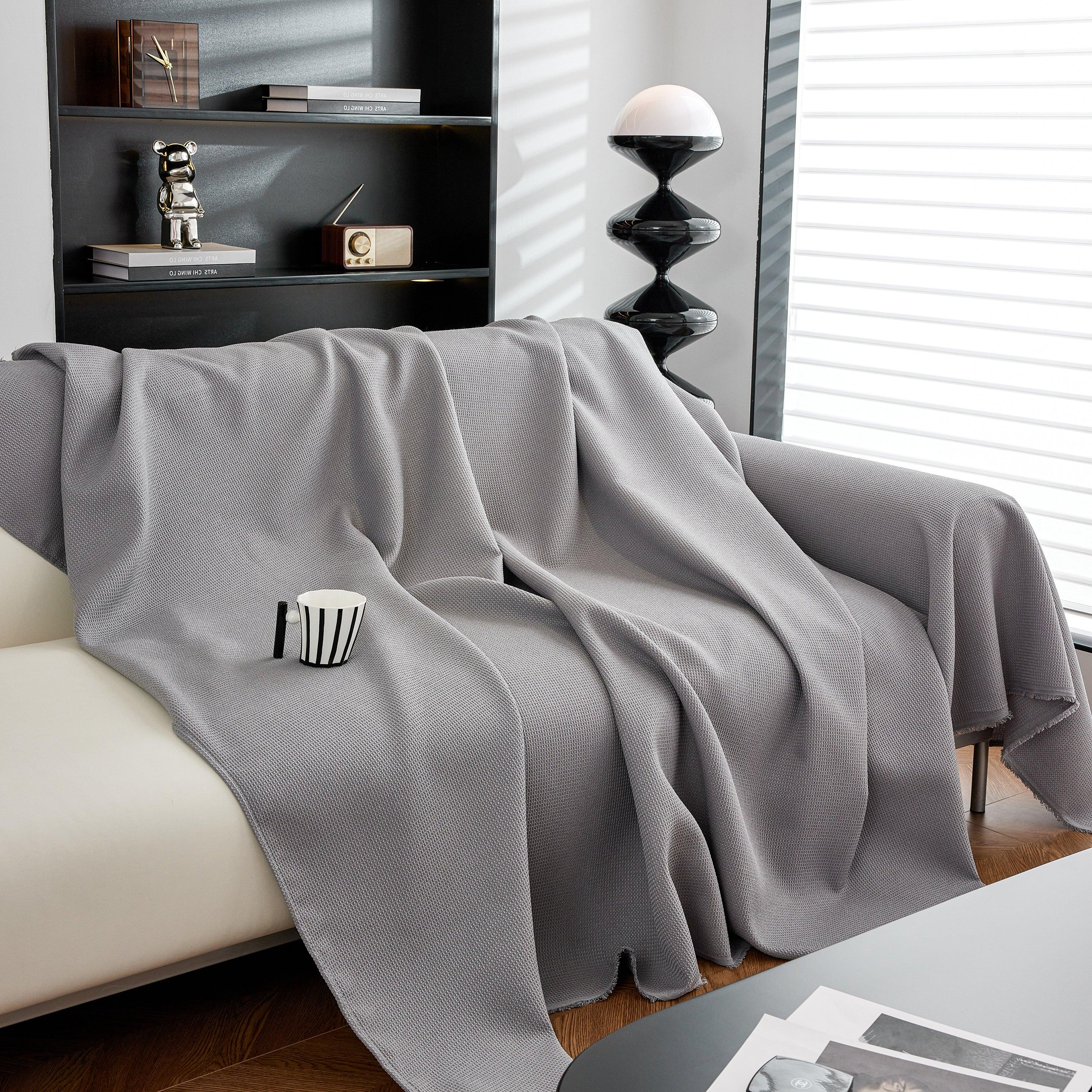 Waterproof Waffle Lattice Sofa Throw, Sofa Towel Cover for Couches, Simple Sofa Cover Blanket - TaroTextile