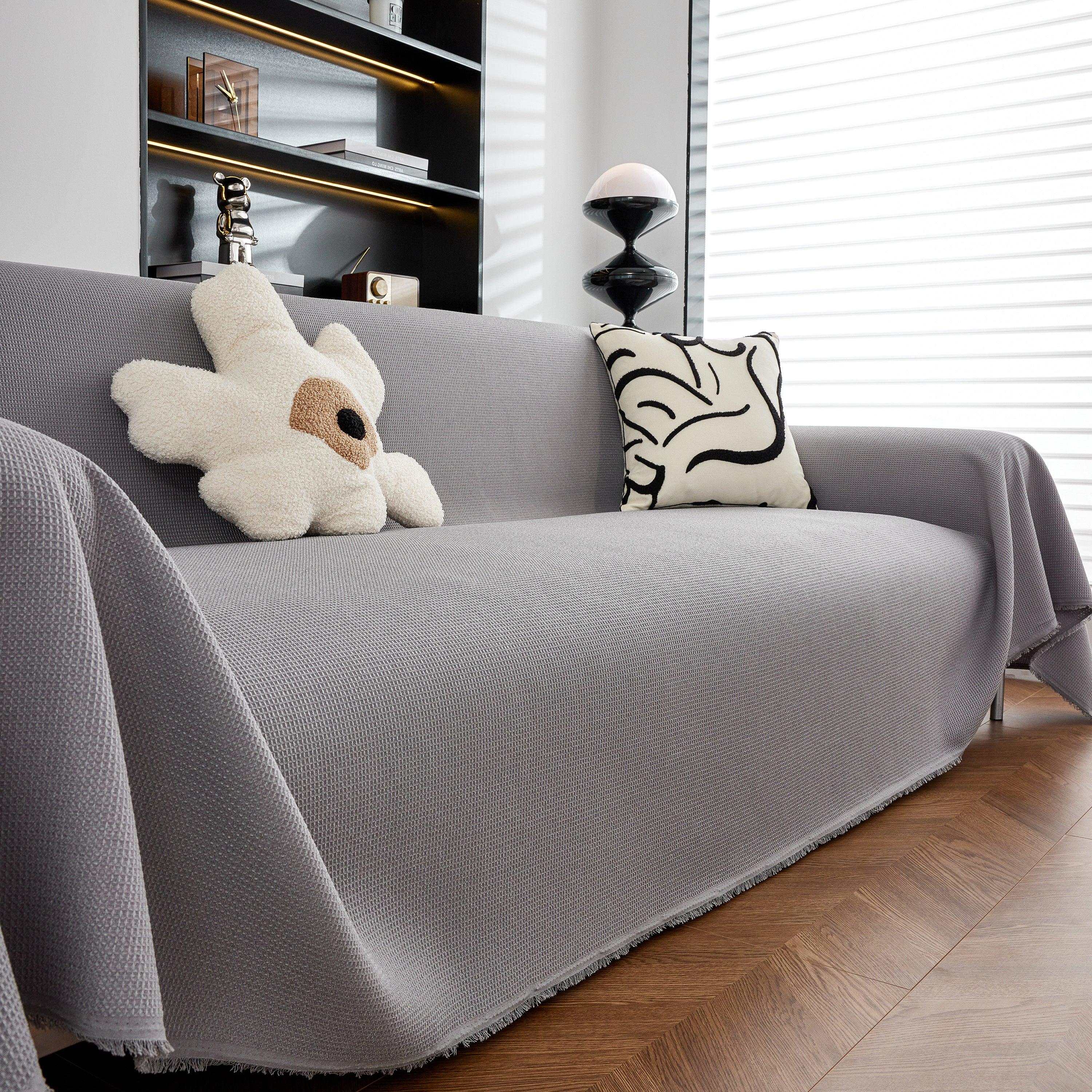 Waterproof Waffle Lattice Sofa Throw, Sofa Towel Cover for Couches, Simple Sofa Cover Blanket - TaroTextile