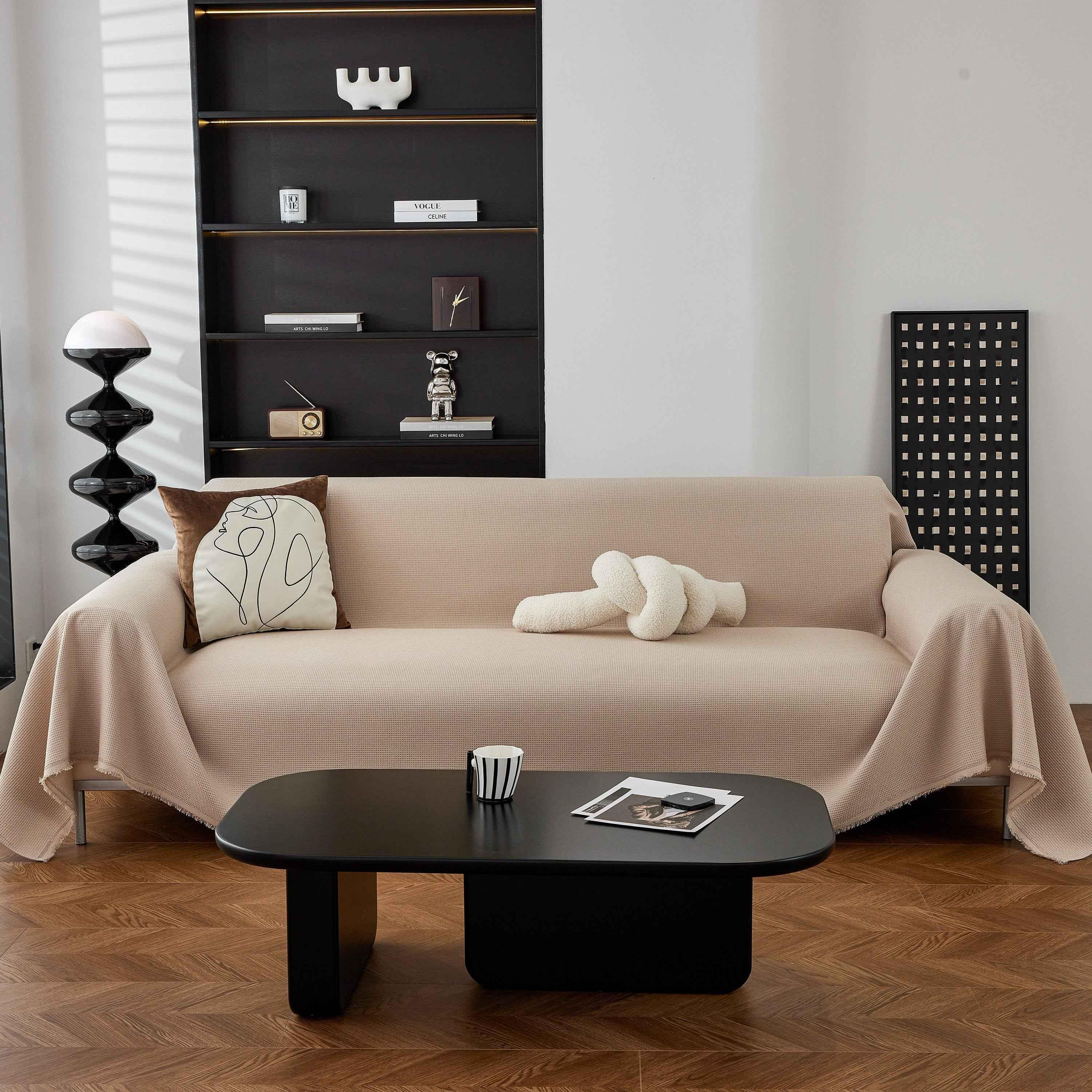 Waterproof Waffle Lattice Sofa Throw, Sofa Towel Cover for Couches, Simple Sofa Cover Blanket - TaroTextile