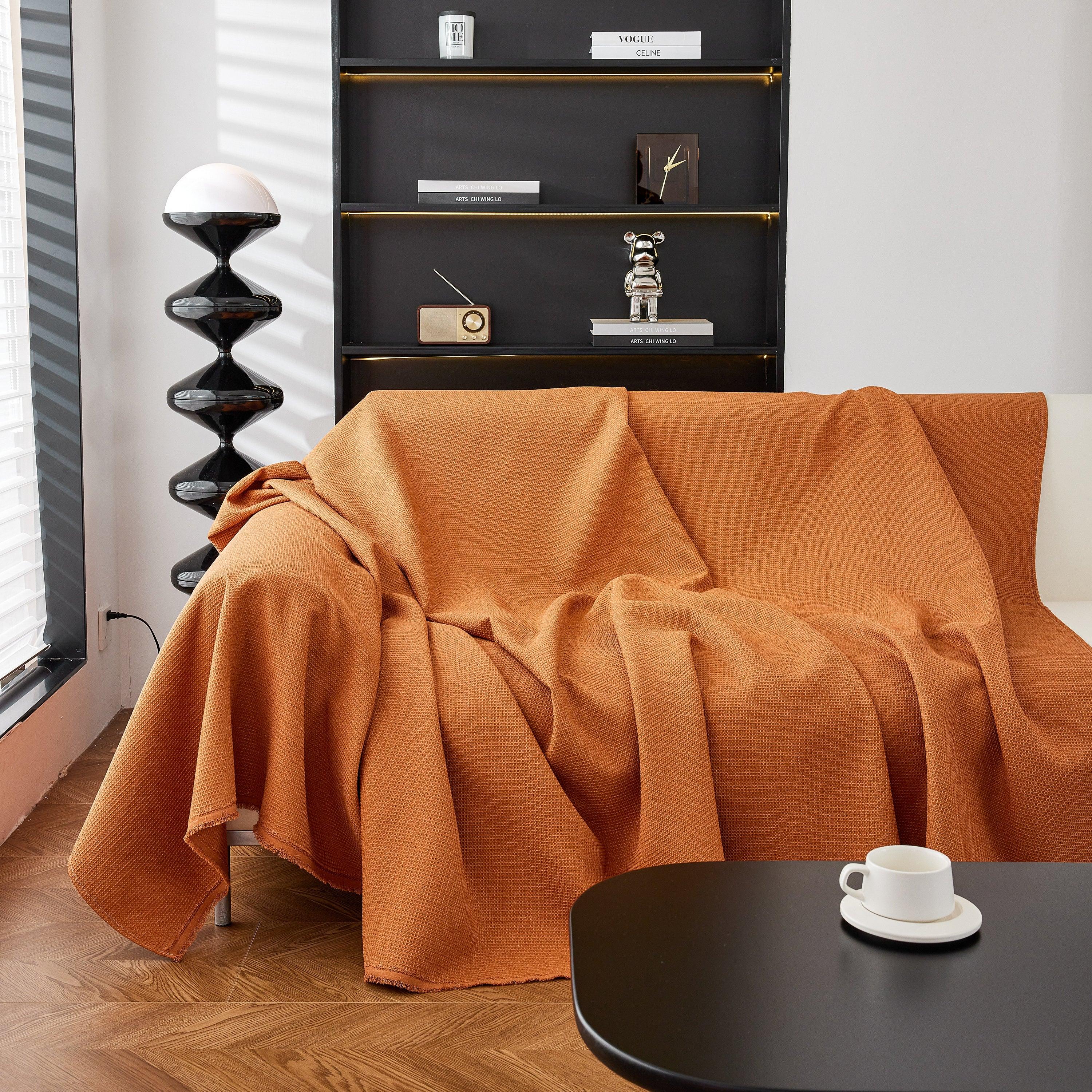 Waterproof Waffle Lattice Sofa Throw, Sofa Towel Cover for Couches, Simple Sofa Cover Blanket - TaroTextile