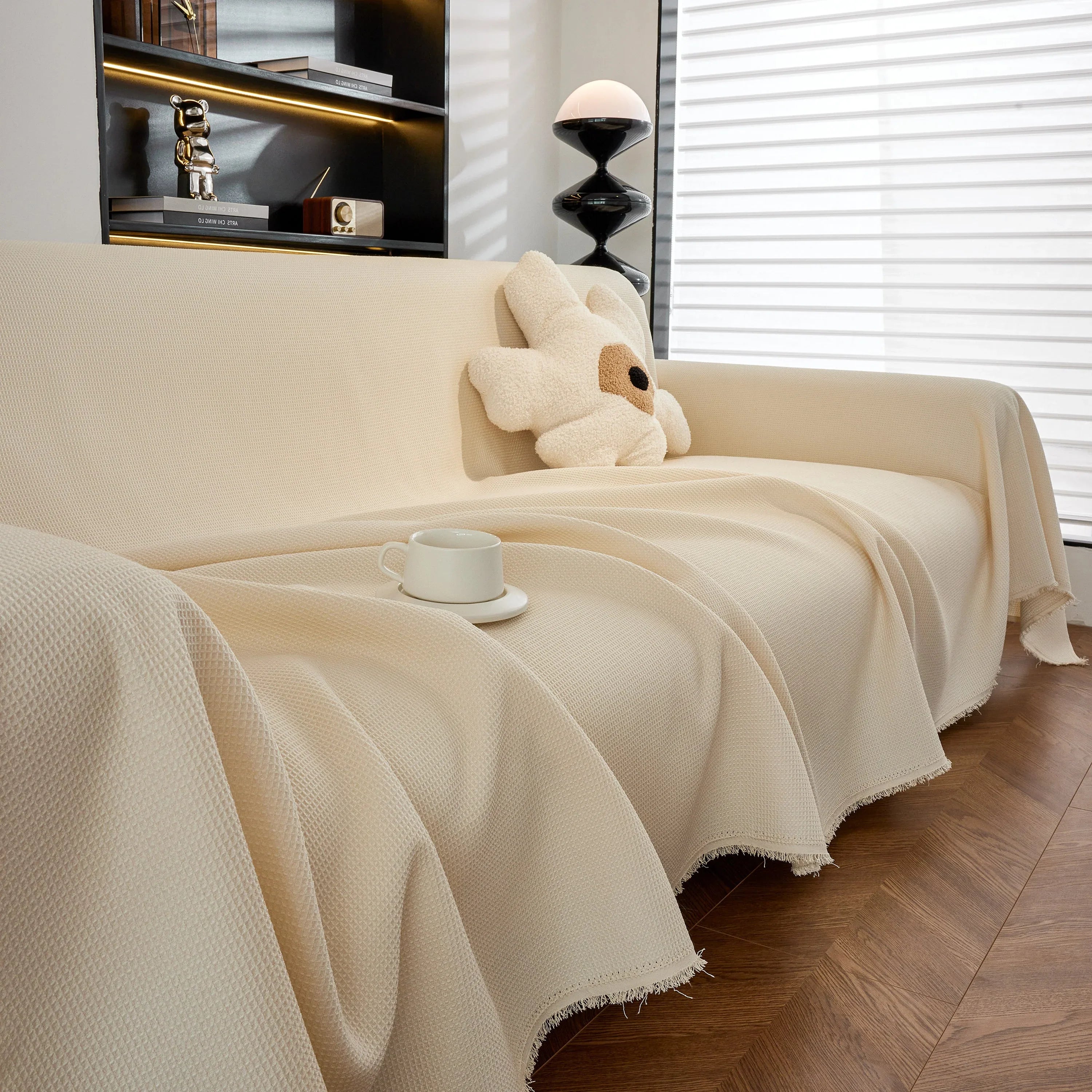 Waterproof Waffle Lattice Sofa Throw, Sofa Towel Cover for Couches, Simple Sofa Cover Blanket - TaroTextile