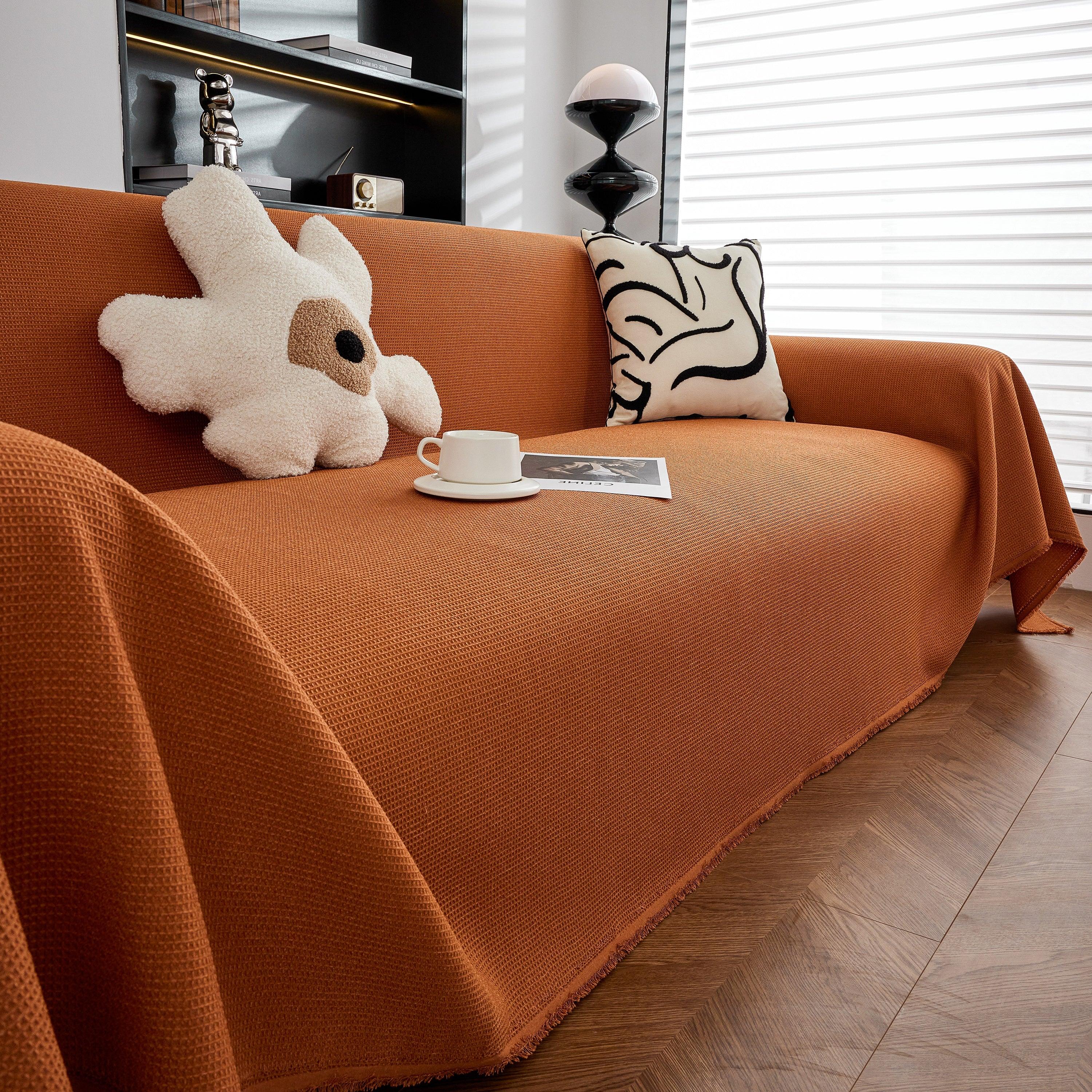 Waterproof Waffle Lattice Sofa Throw, Sofa Towel Cover for Couches, Simple Sofa Cover Blanket - TaroTextile