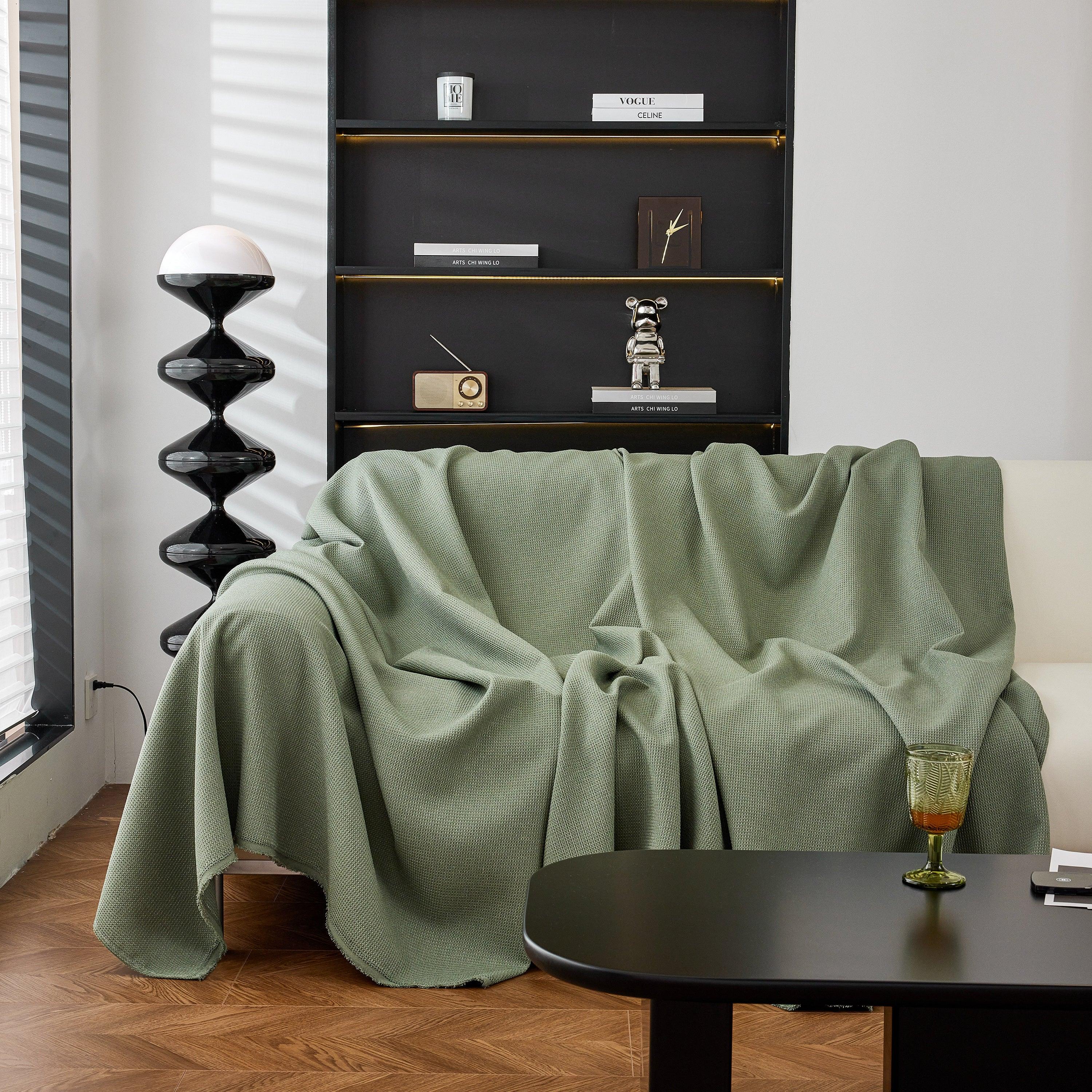 Waterproof Waffle Lattice Sofa Throw, Sofa Towel Cover for Couches, Simple Sofa Cover Blanket - TaroTextile